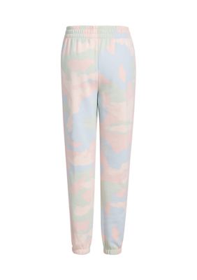 Girls 7-16 Elastic Waistband 3 Stripe Printed Fleece Jogger Pants