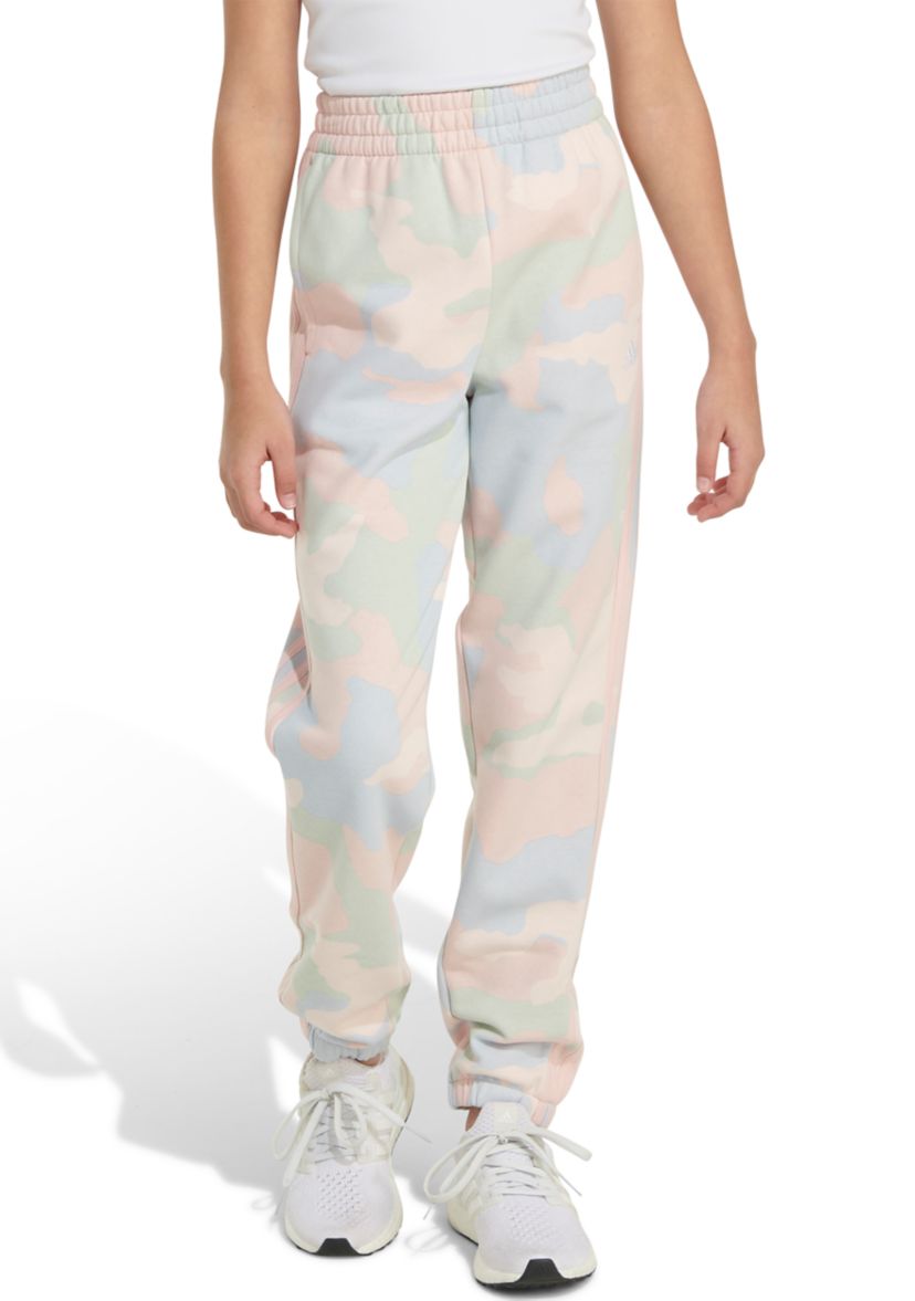 Girls 7-16 Elastic Waistband 3 Stripe Printed Fleece Jogger Pants