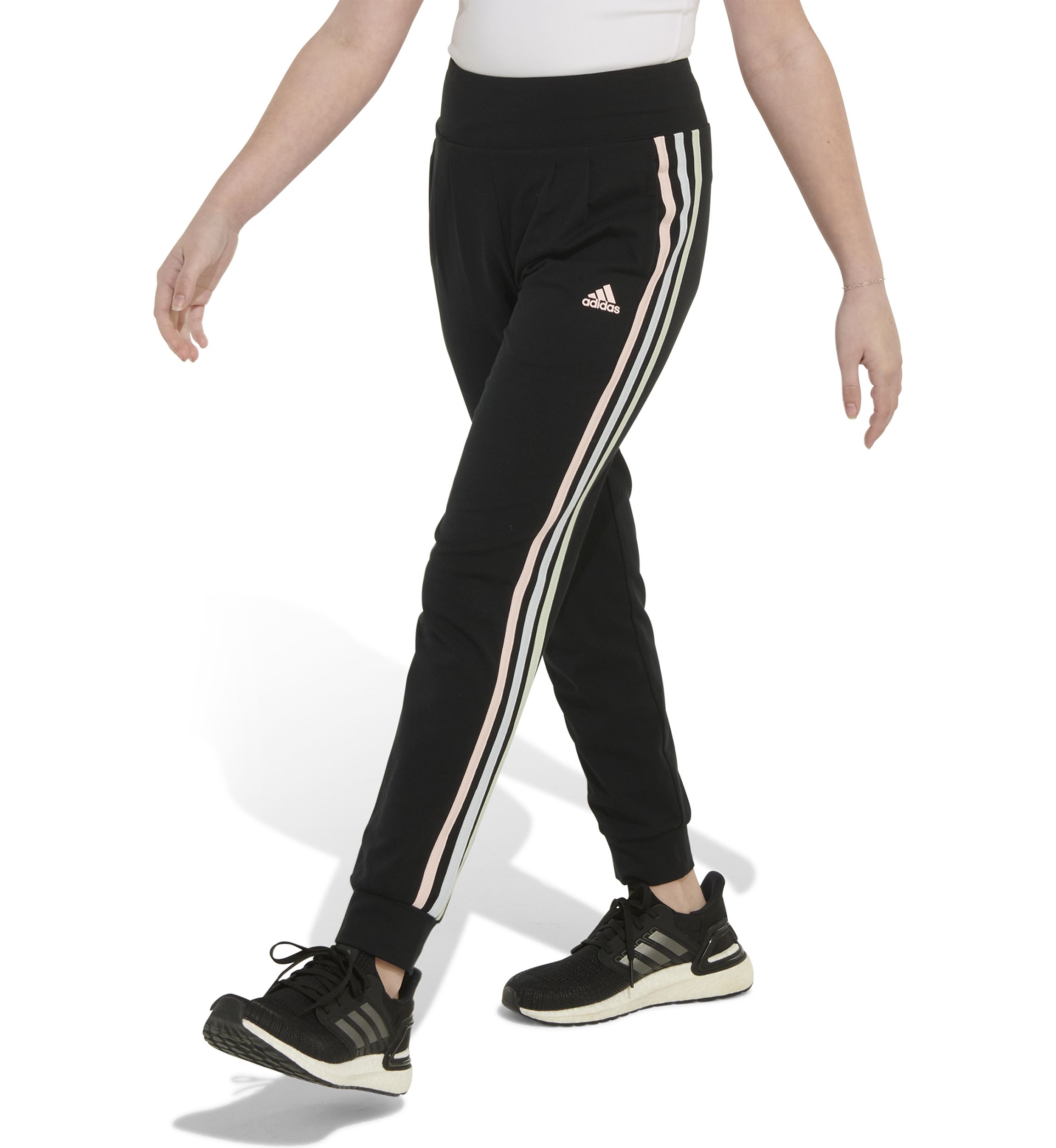 Girls 7-16 3-Stripe Cuffed Jersey Joggers