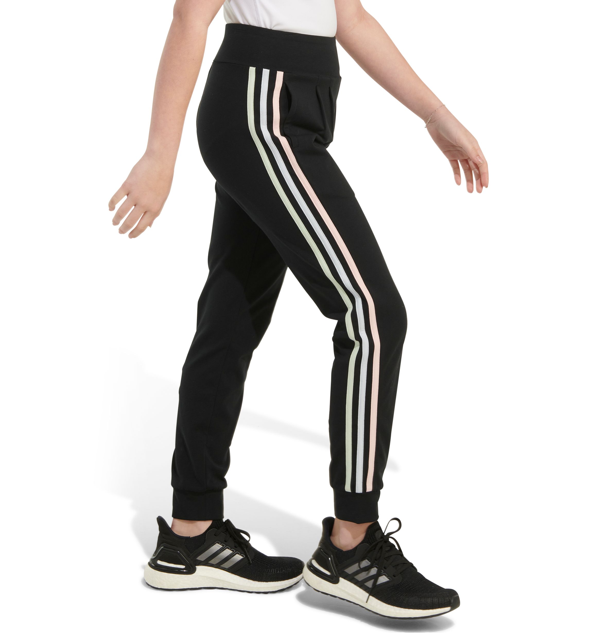 Girls 7-16 3-Stripe Cuffed Jersey Joggers