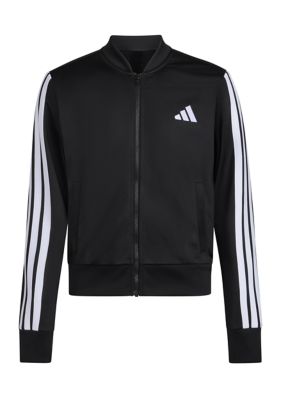 adidas Girls 7-16 Long Sleeve Essential Tricot Bomber Jacket, Black, Small