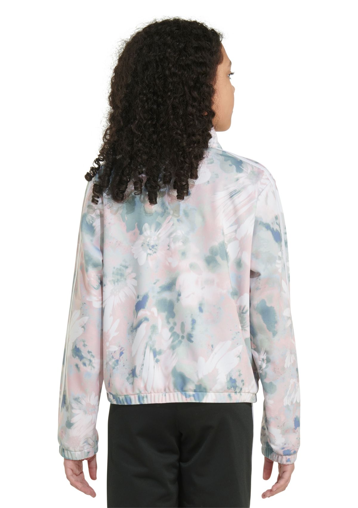 Girls 7-16 Printed Zip Front Mock Neck Tricot Jacket