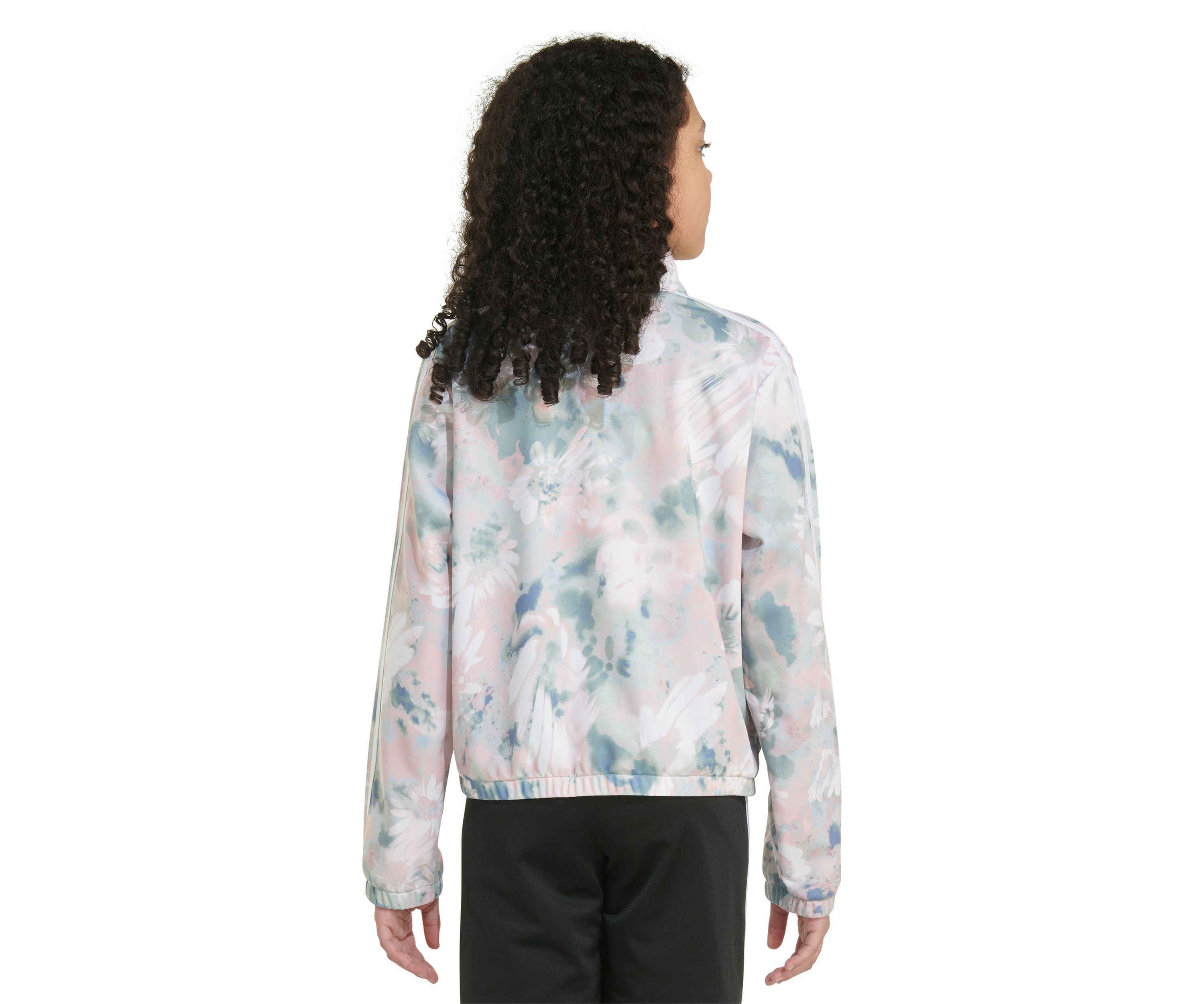 Girls 7-16 Printed Zip Front Mock Neck Tricot Jacket