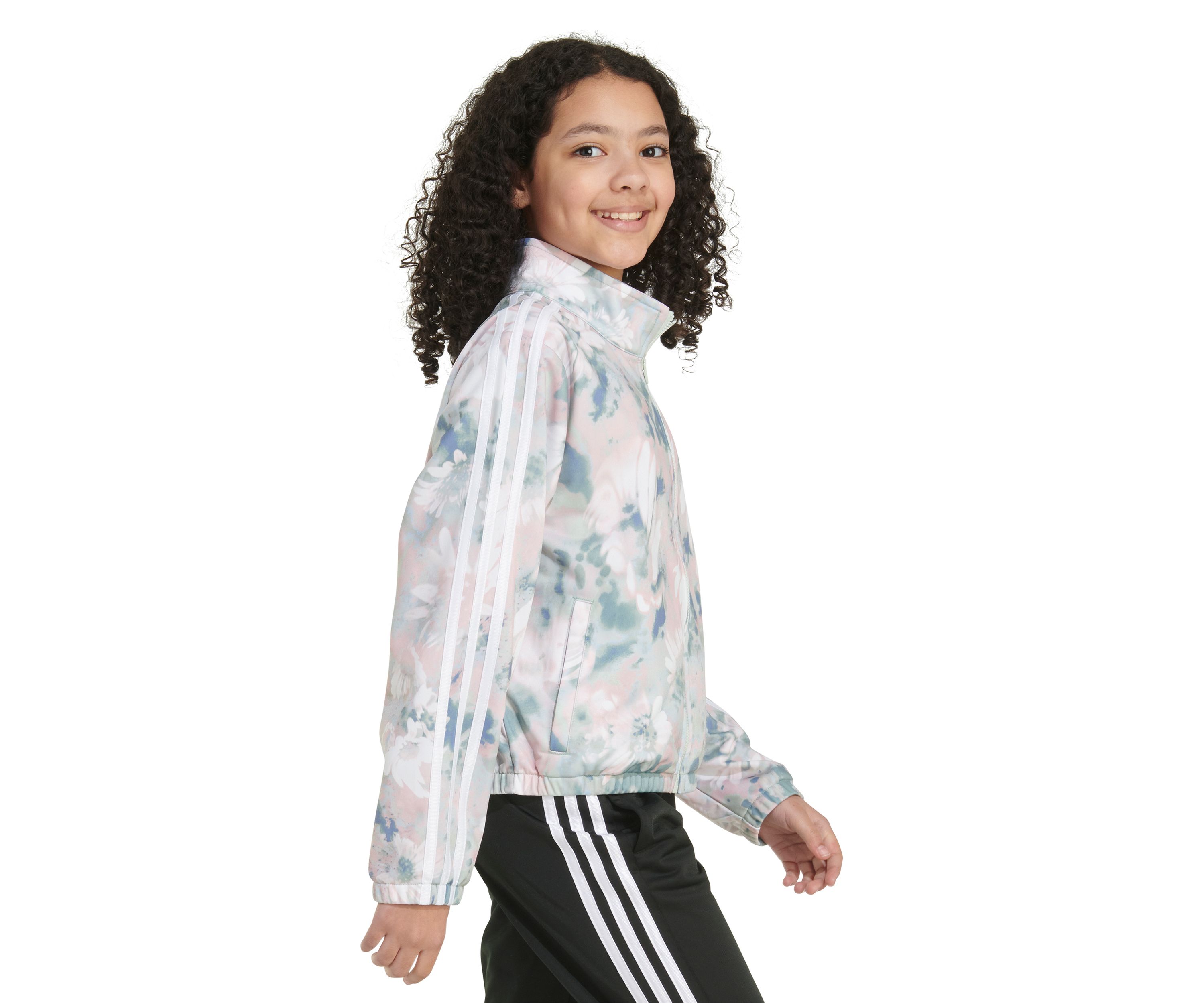 Girls 7-16 Printed Zip Front Mock Neck Tricot Jacket
