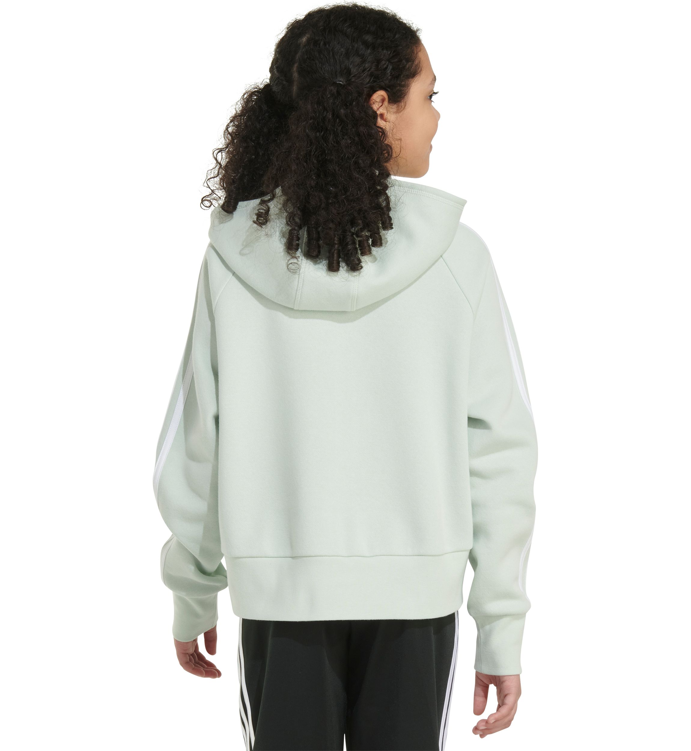 Girls 7-16 Zip Front 3 Stripe Cotton Hooded Fleece Jacket