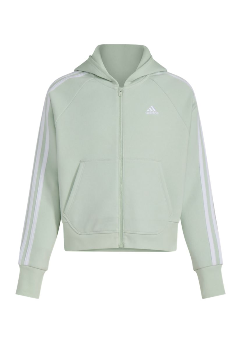 Girls 7-16 Zip Front 3 Stripe Cotton Hooded Fleece Jacket