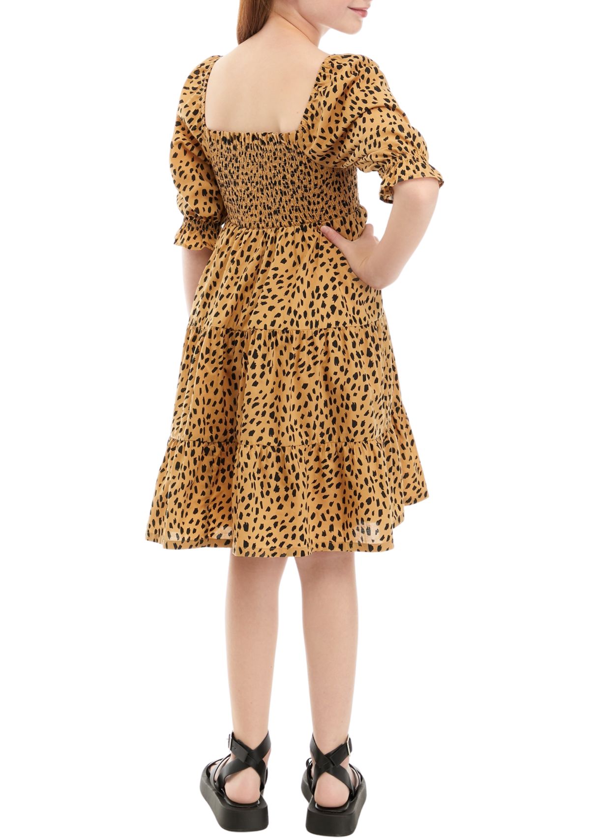 Girls 7-16 Printed Smocked Dress