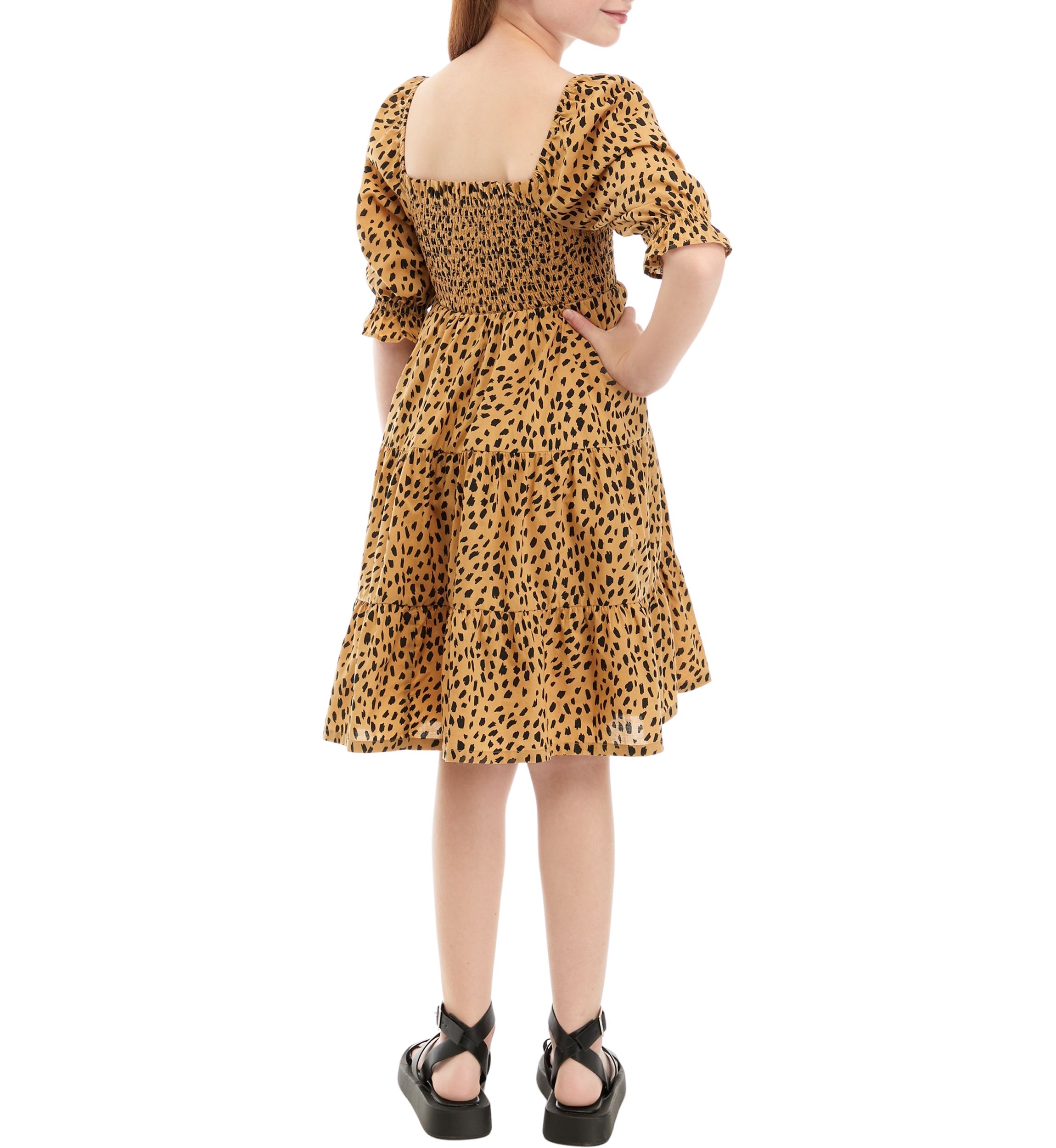 Girls 7-16 Printed Smocked Dress