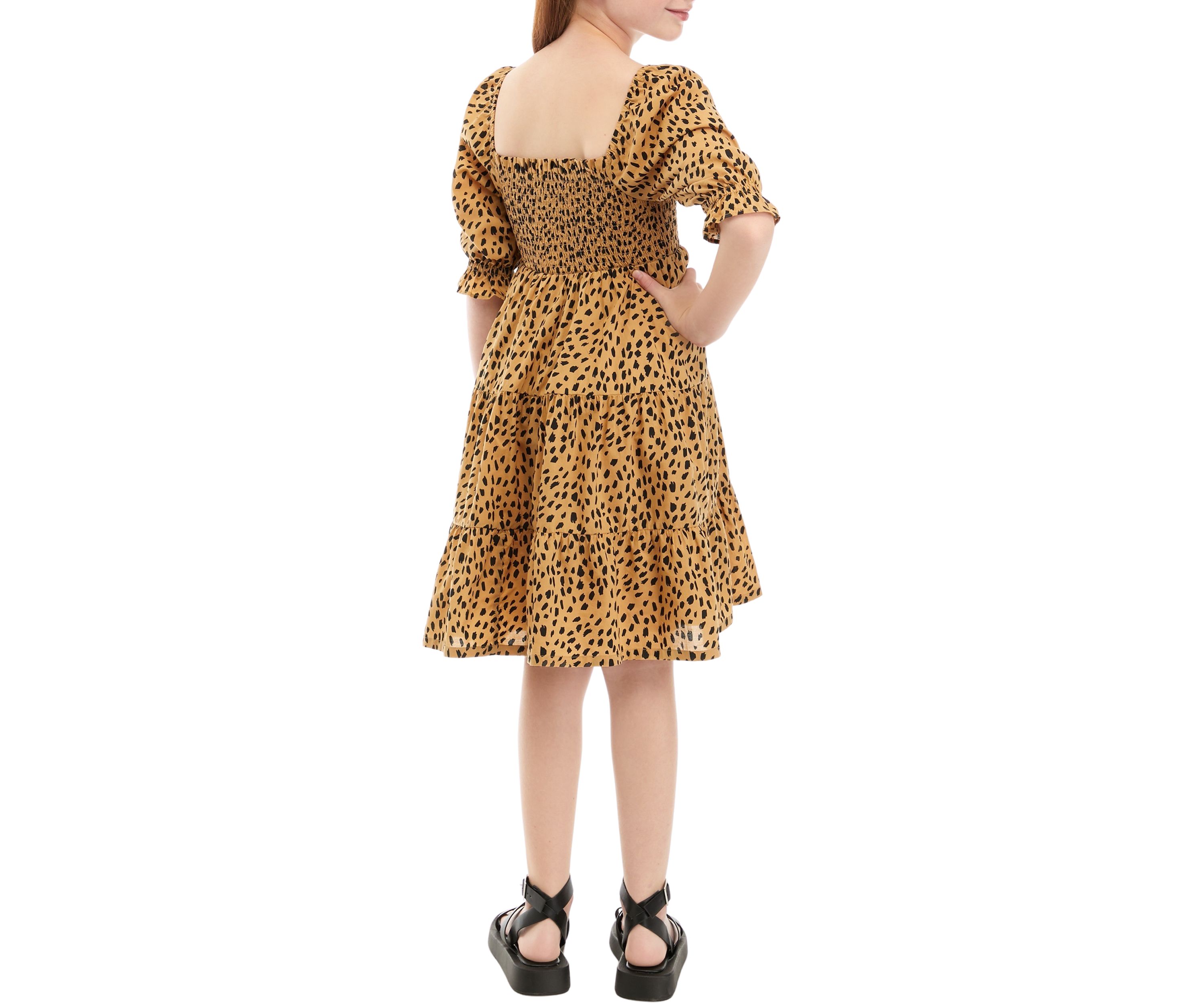 Girls 7-16 Printed Smocked Dress