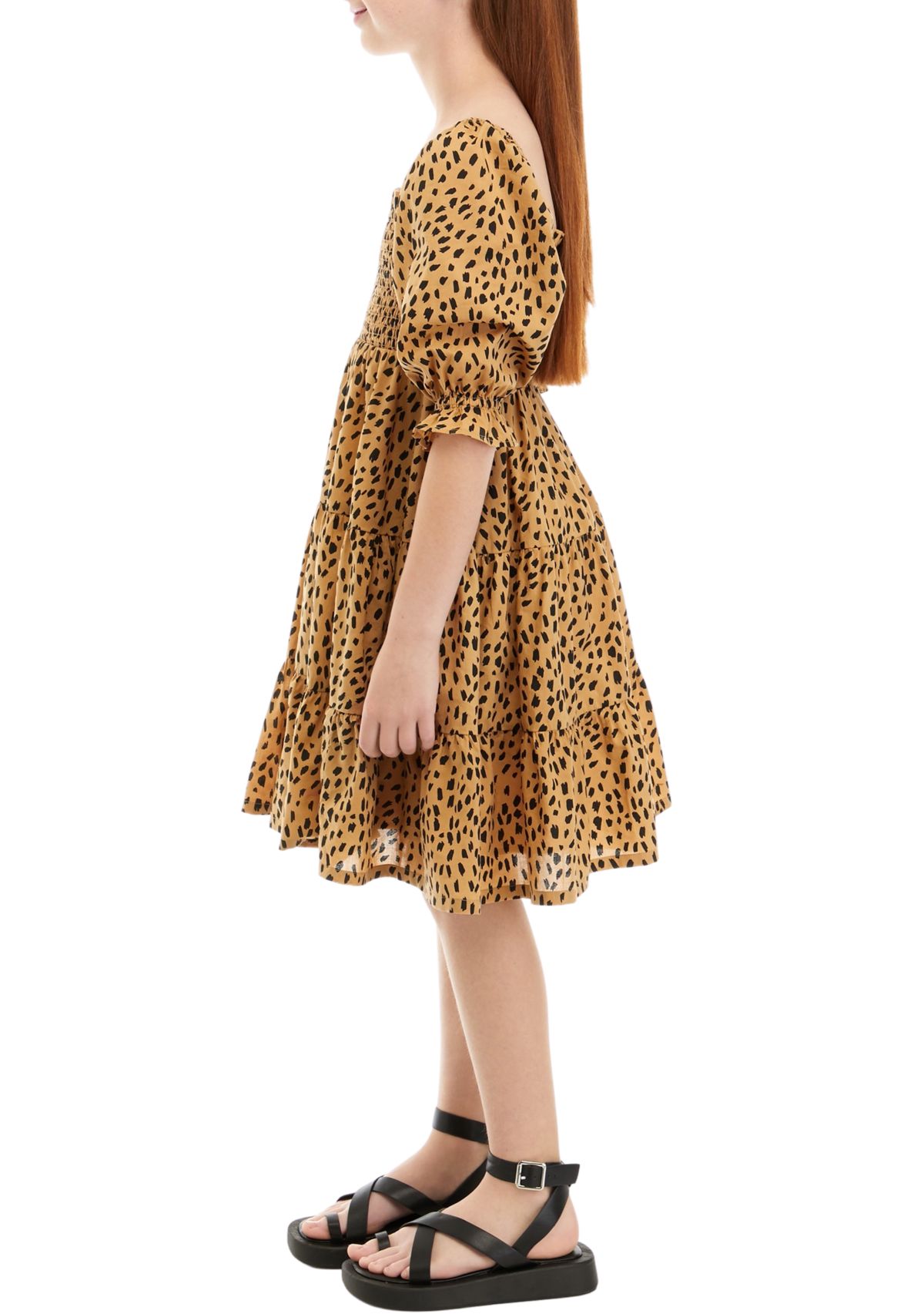 Girls 7-16 Printed Smocked Dress