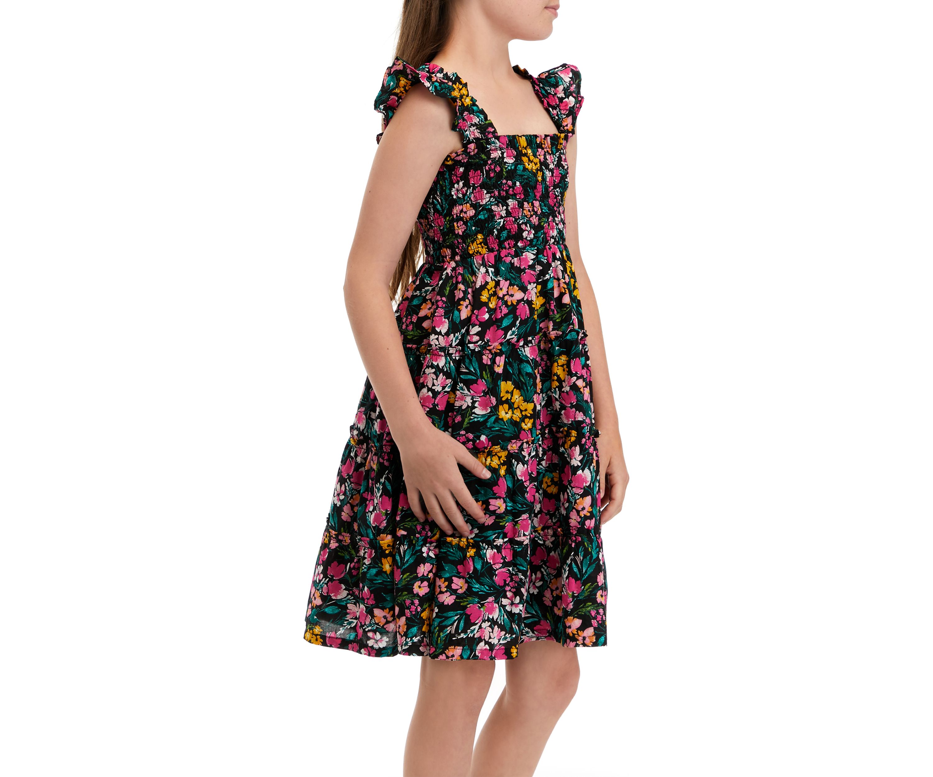 Girls 7-16 Smocked Tiered Dress
