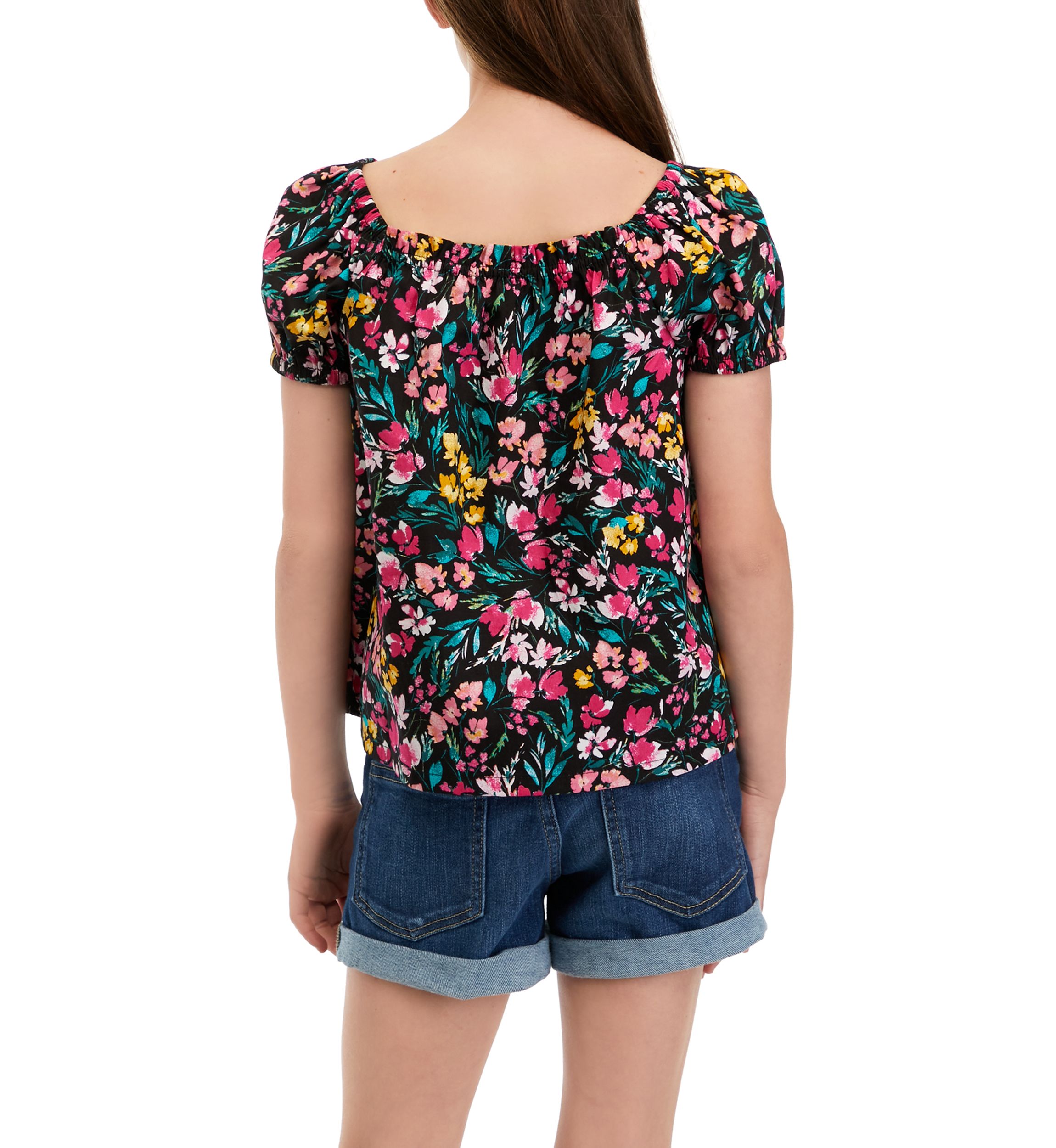 Girls 7-16 Puff Sleeve Printed Top