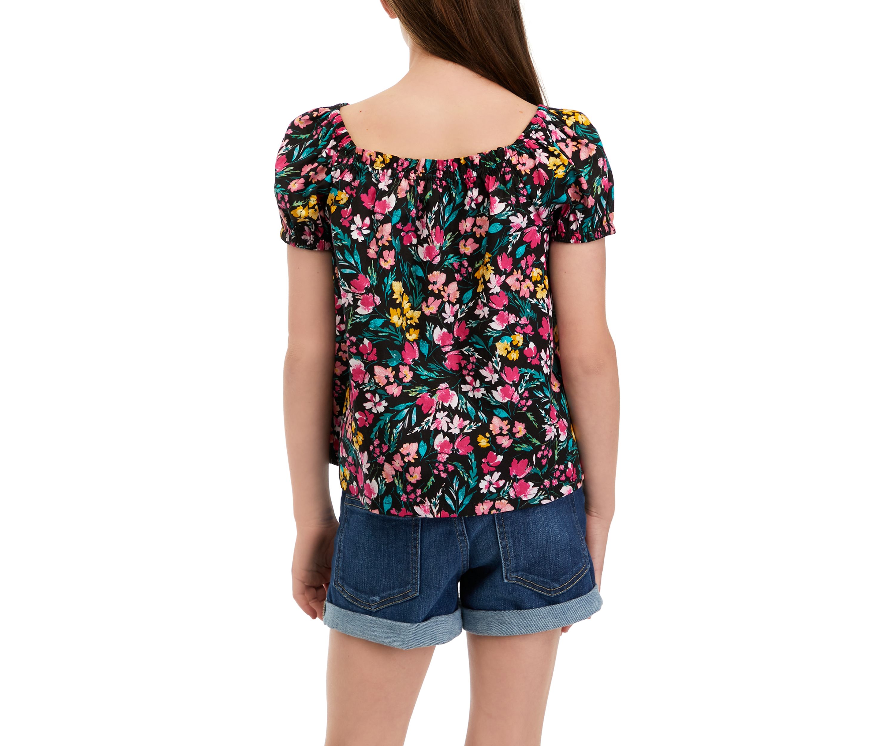Girls 7-16 Puff Sleeve Printed Top