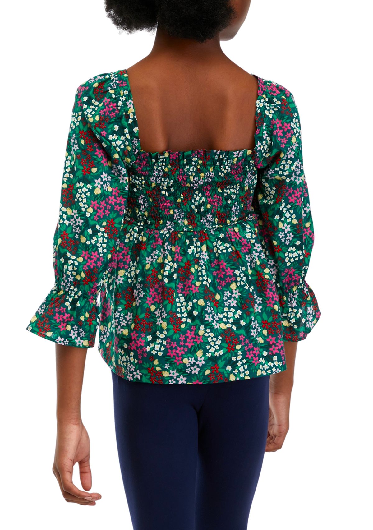 Girls 7-16 Floral Smocked Top