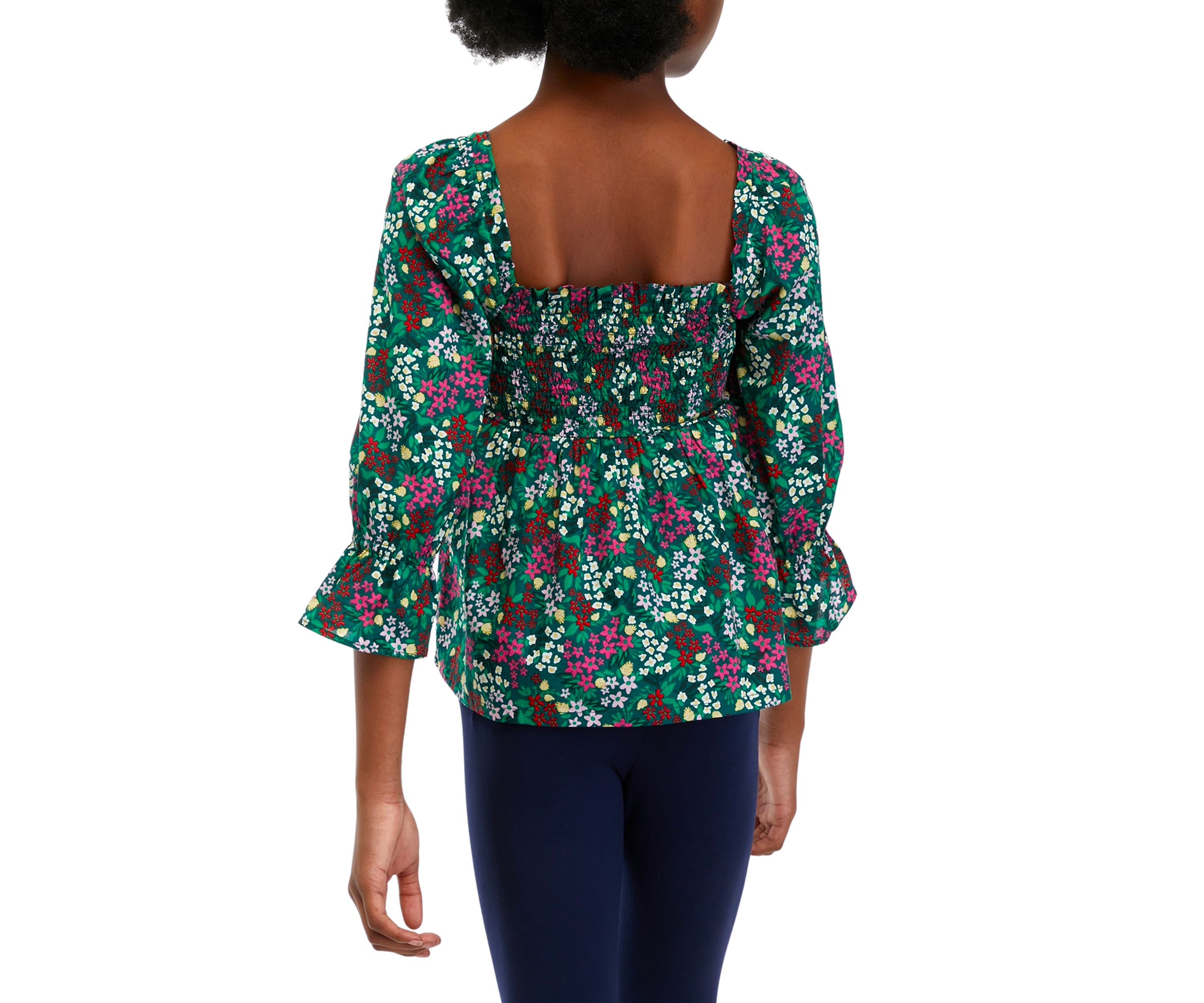 Girls 7-16 Floral Smocked Top