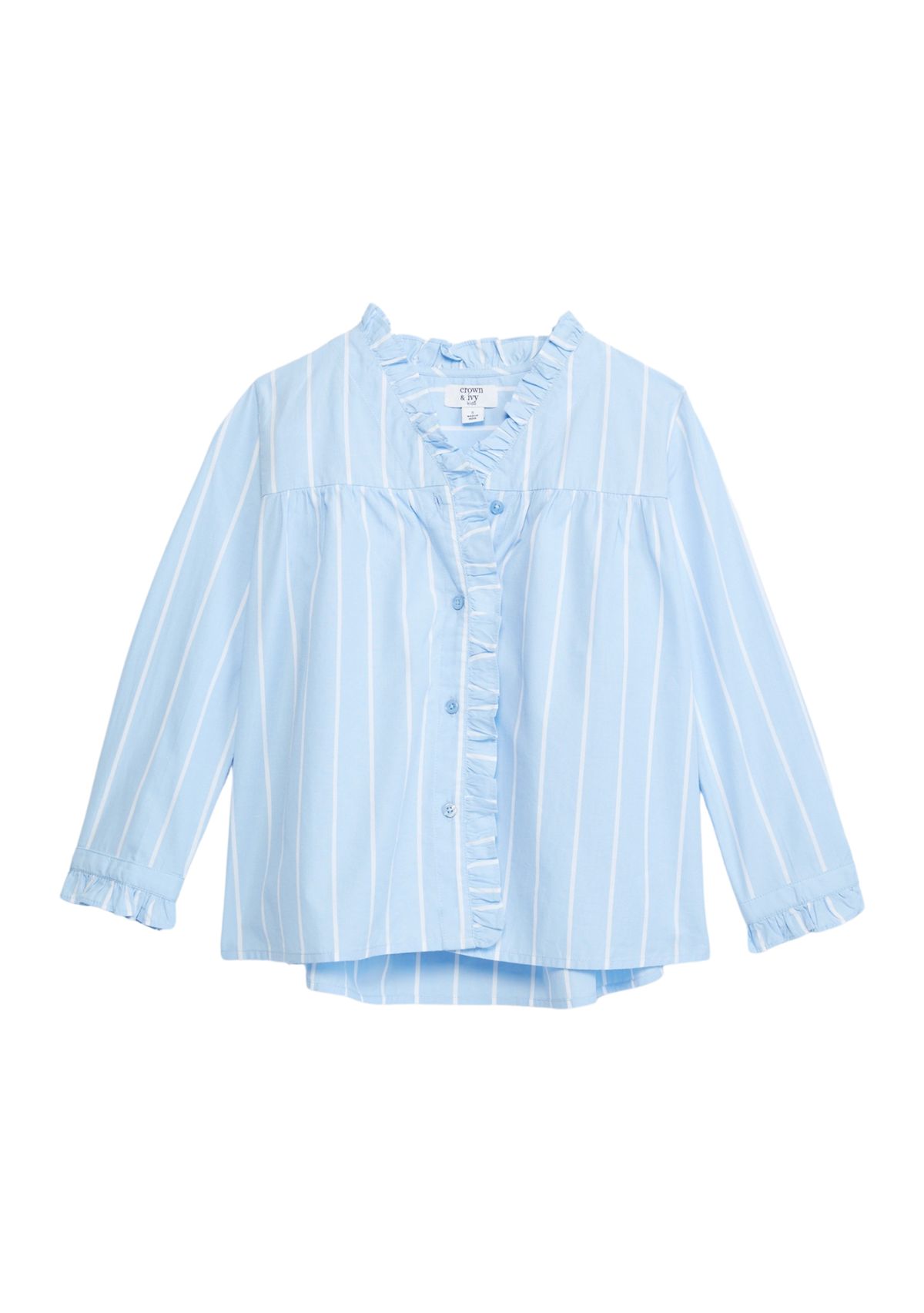 Girls 7-16 Ruffle Button Down Stripe Top