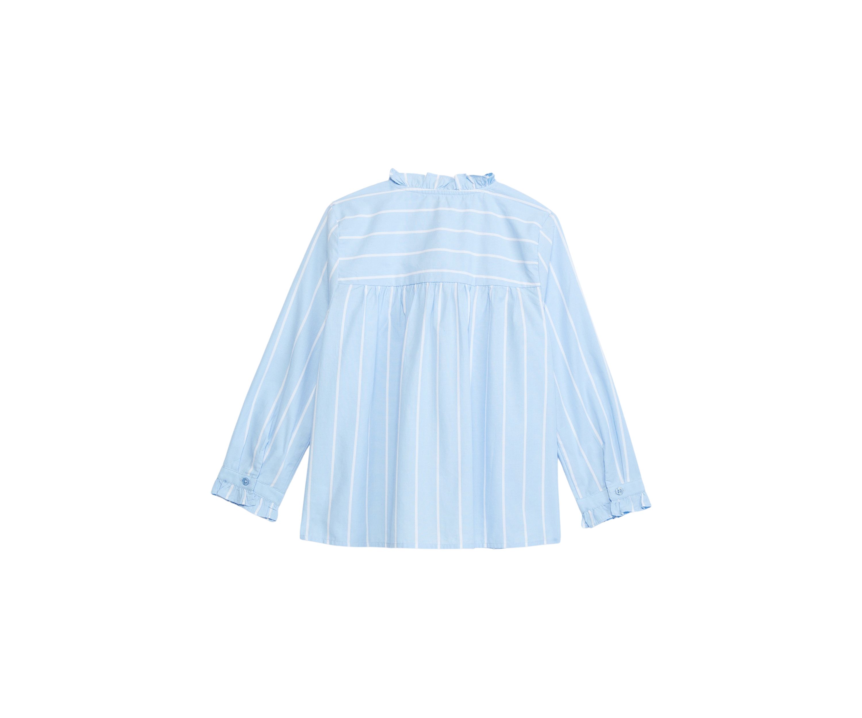 Girls 7-16 Ruffle Button Down Stripe Top