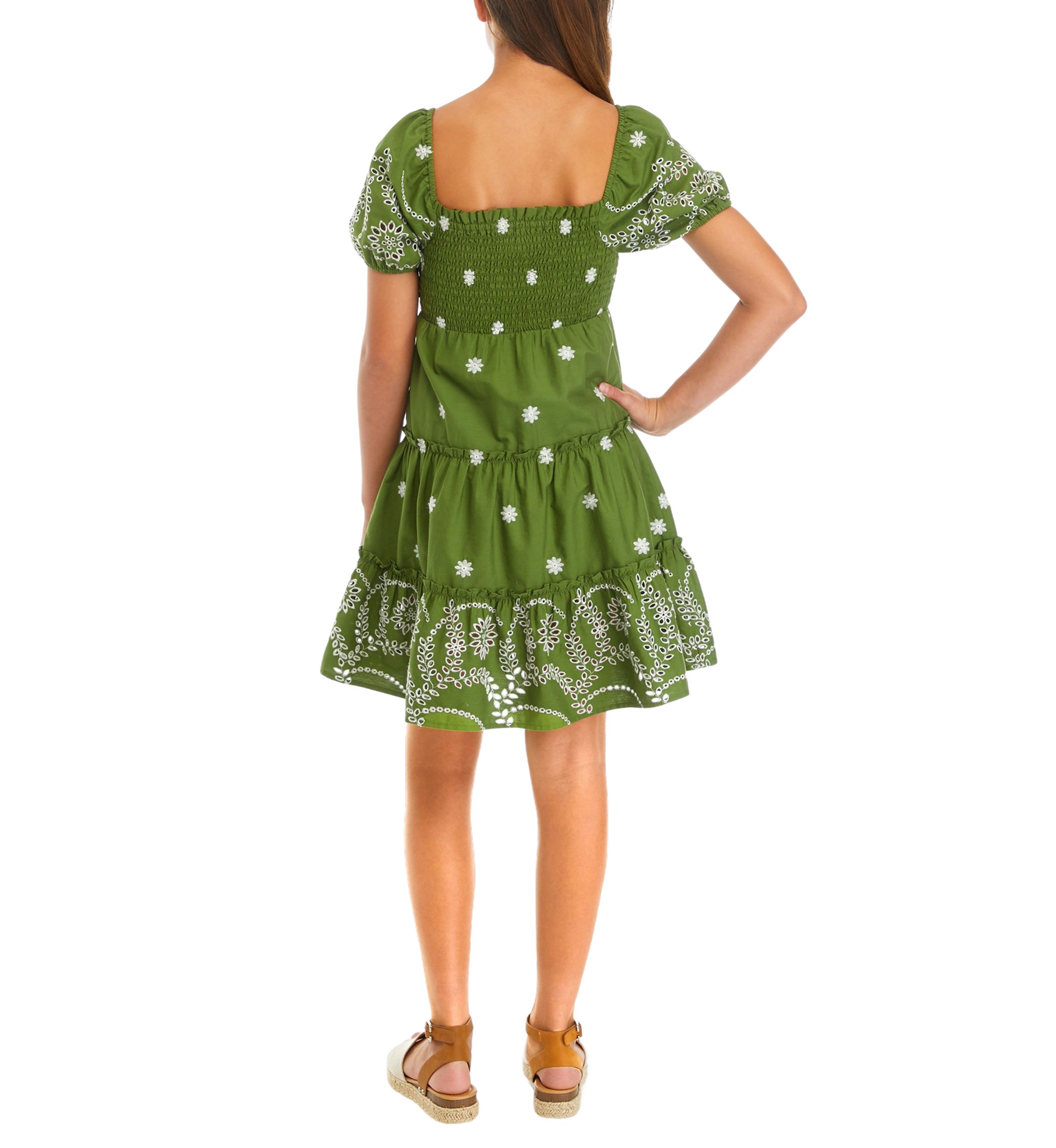 Girls 7-16 Puff Sleeve Printed Dress