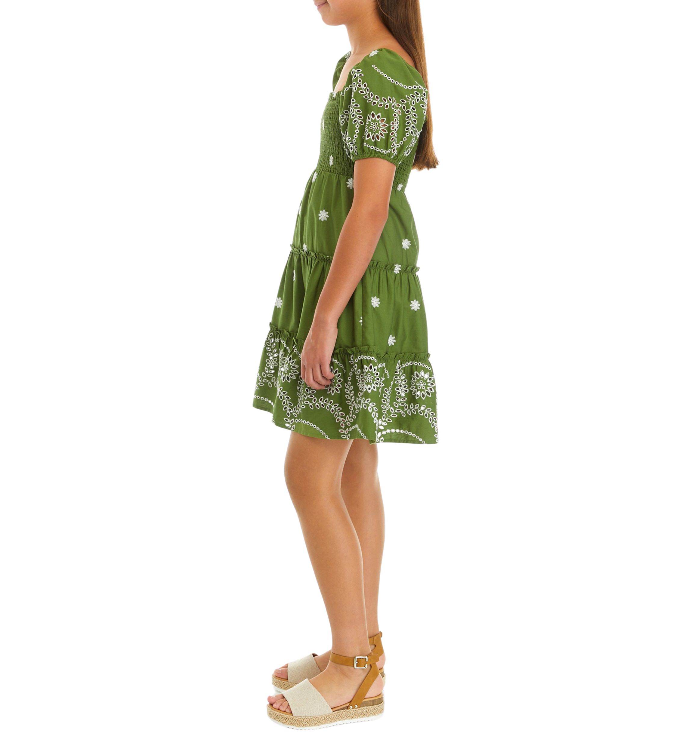 Girls 7-16 Puff Sleeve Printed Dress