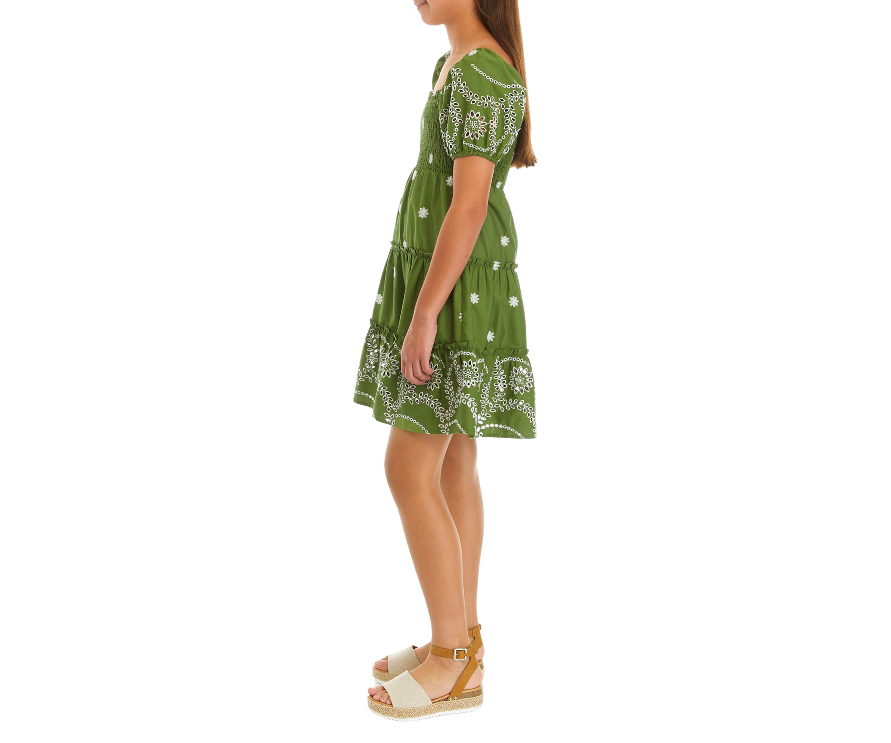 Girls 7-16 Puff Sleeve Printed Dress