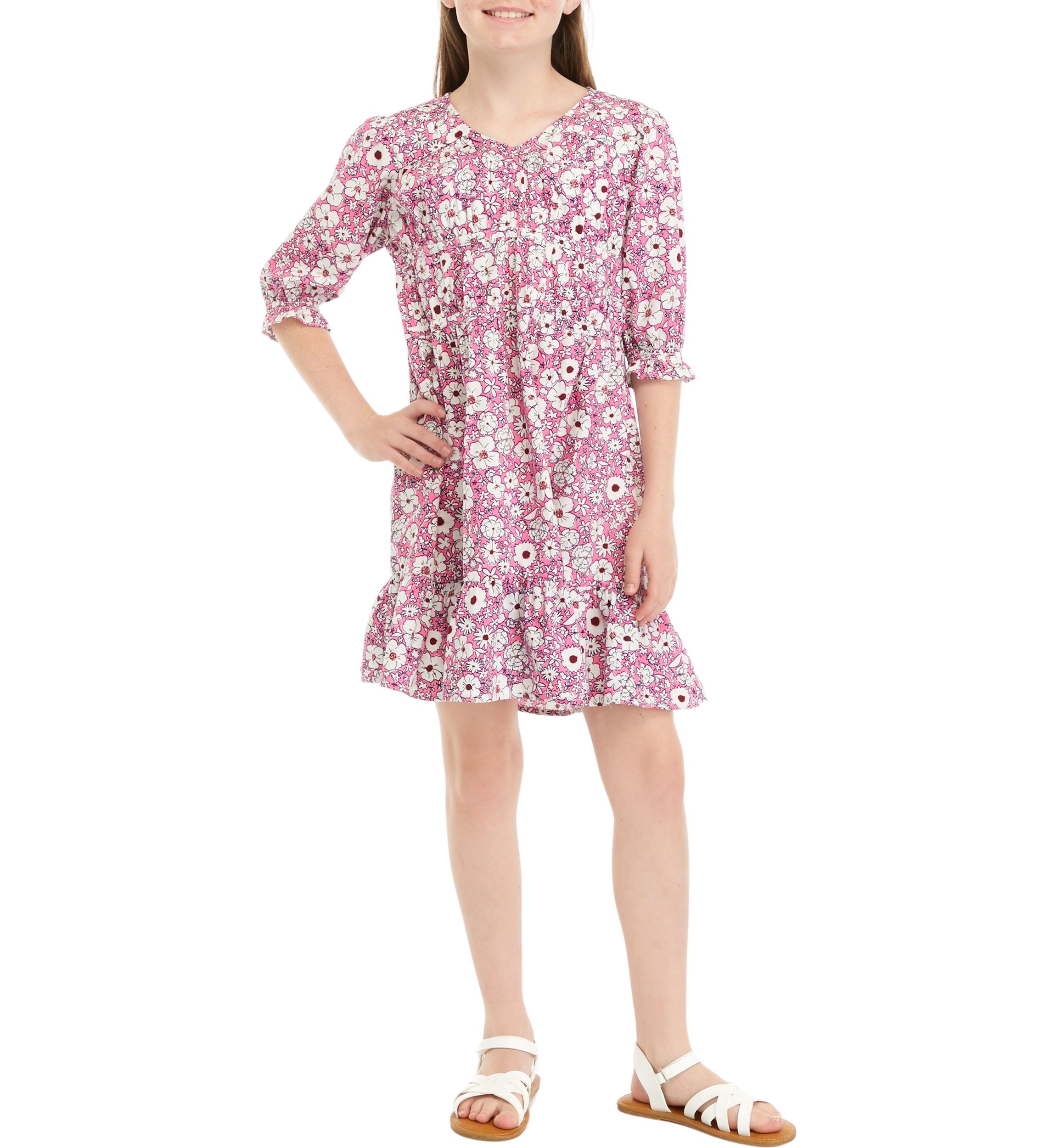 Girls 7-16 Printed Pleated Dress