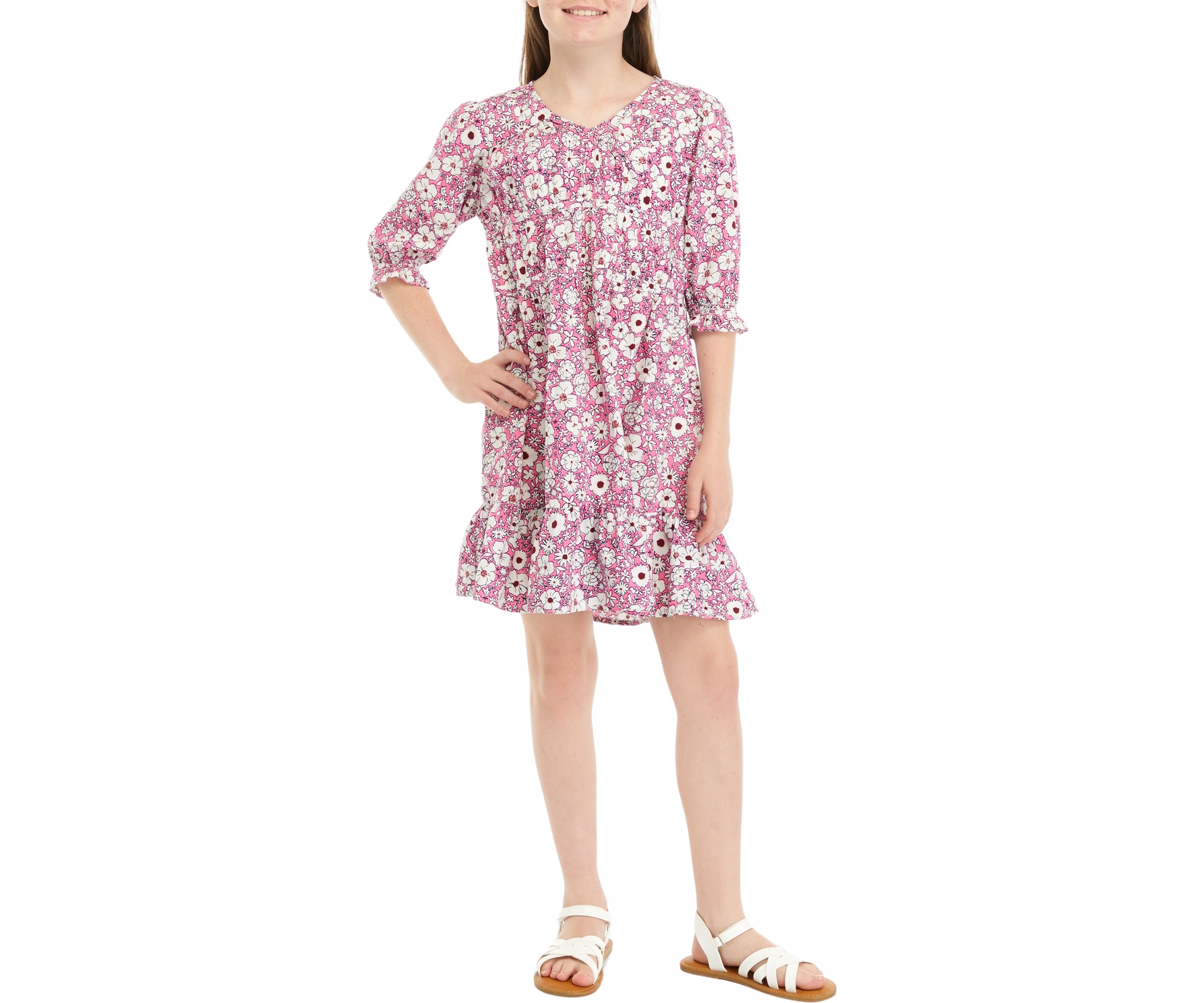 Girls 7-16 Printed Pleated Dress