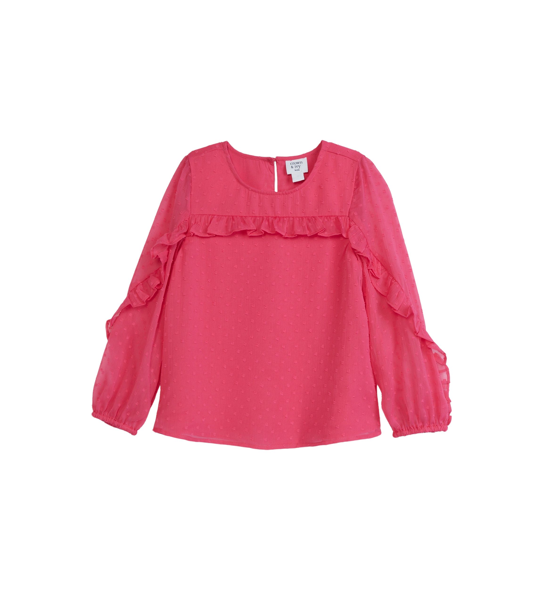 Girls 7-16 Solid Chiffon Ruffle Top