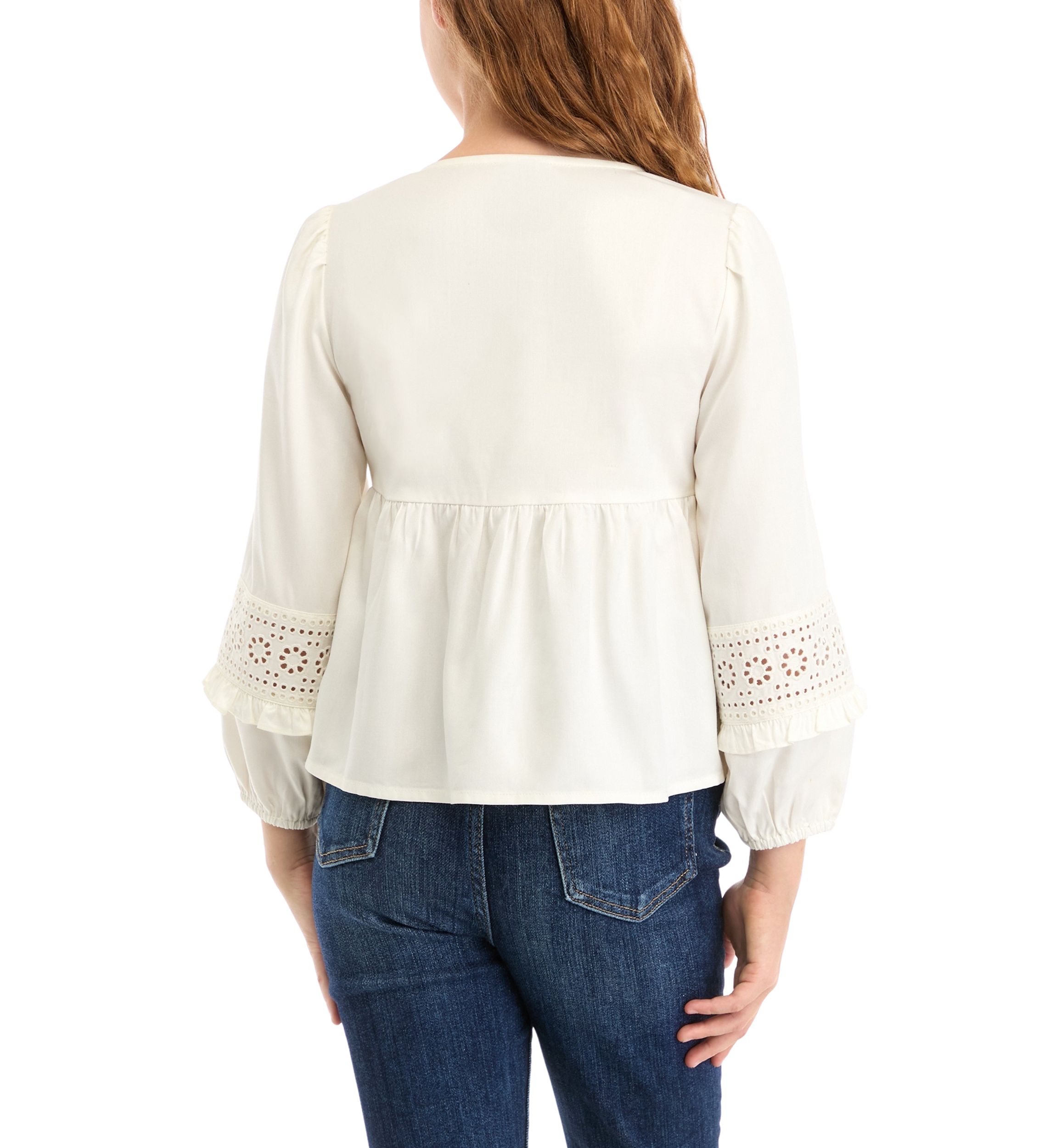 Girls 7-16 Eyelet Trim Top