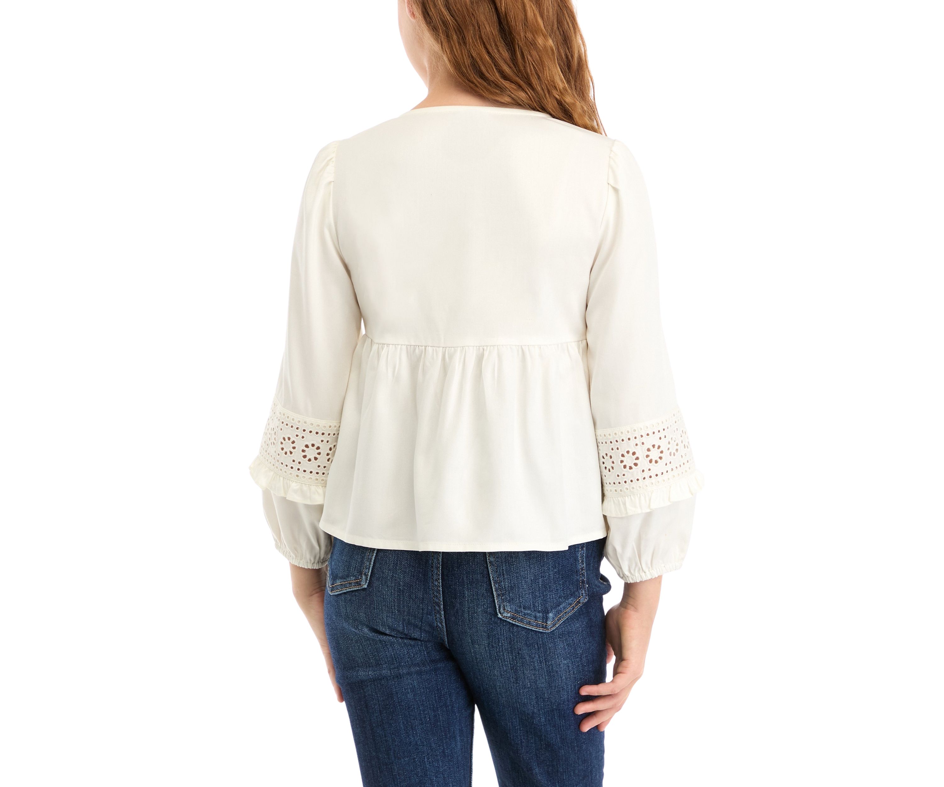 Girls 7-16 Eyelet Trim Top