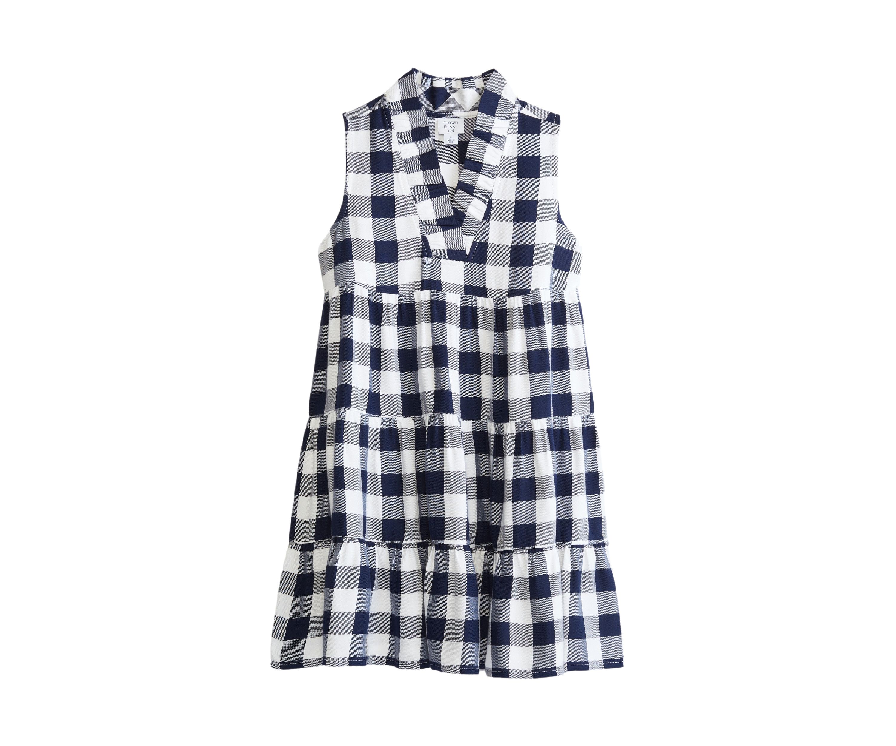 Girls 7-16 Ruffle Neck Dress 