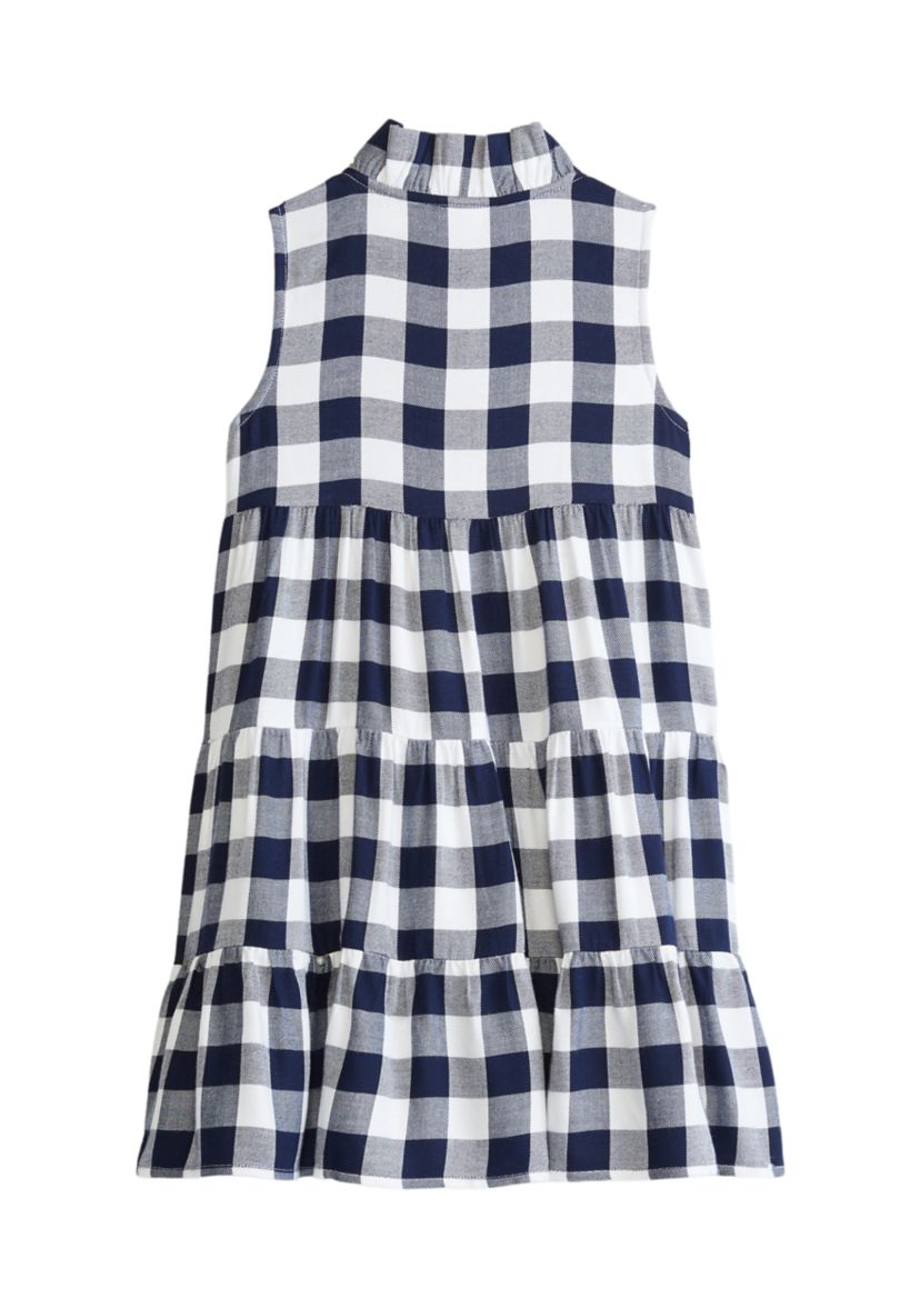Girls 7-16 Ruffle Neck Dress 