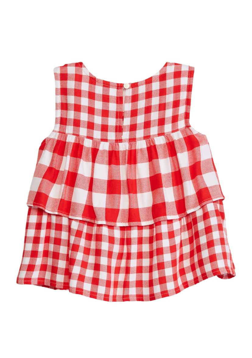Girls 7-16 Layered Woven Yarn Dyed Tank Top