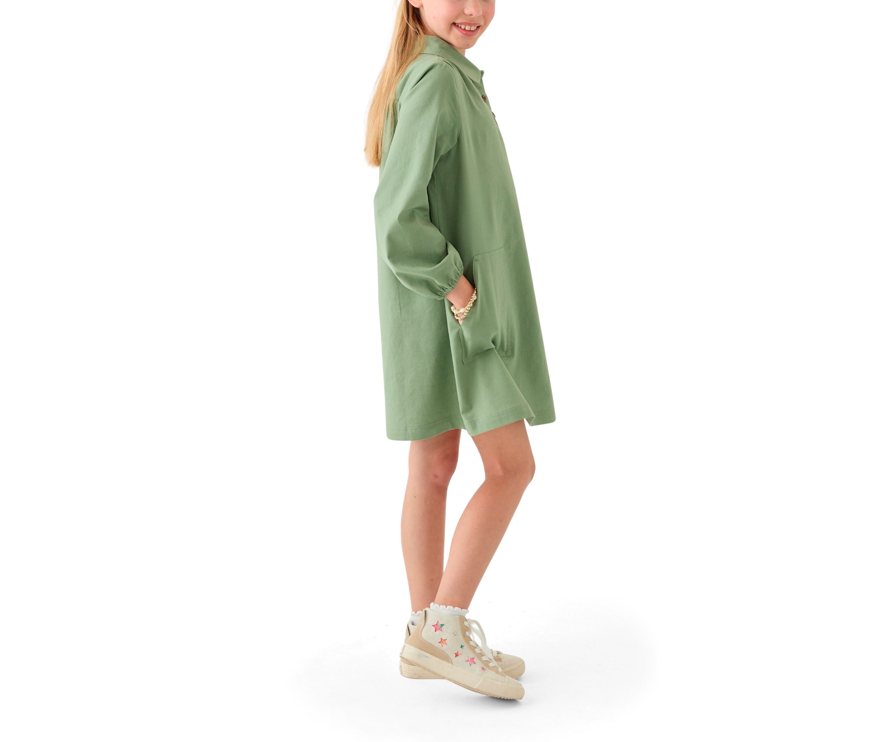 Girls 7-16 Long Sleeve Utility Dress