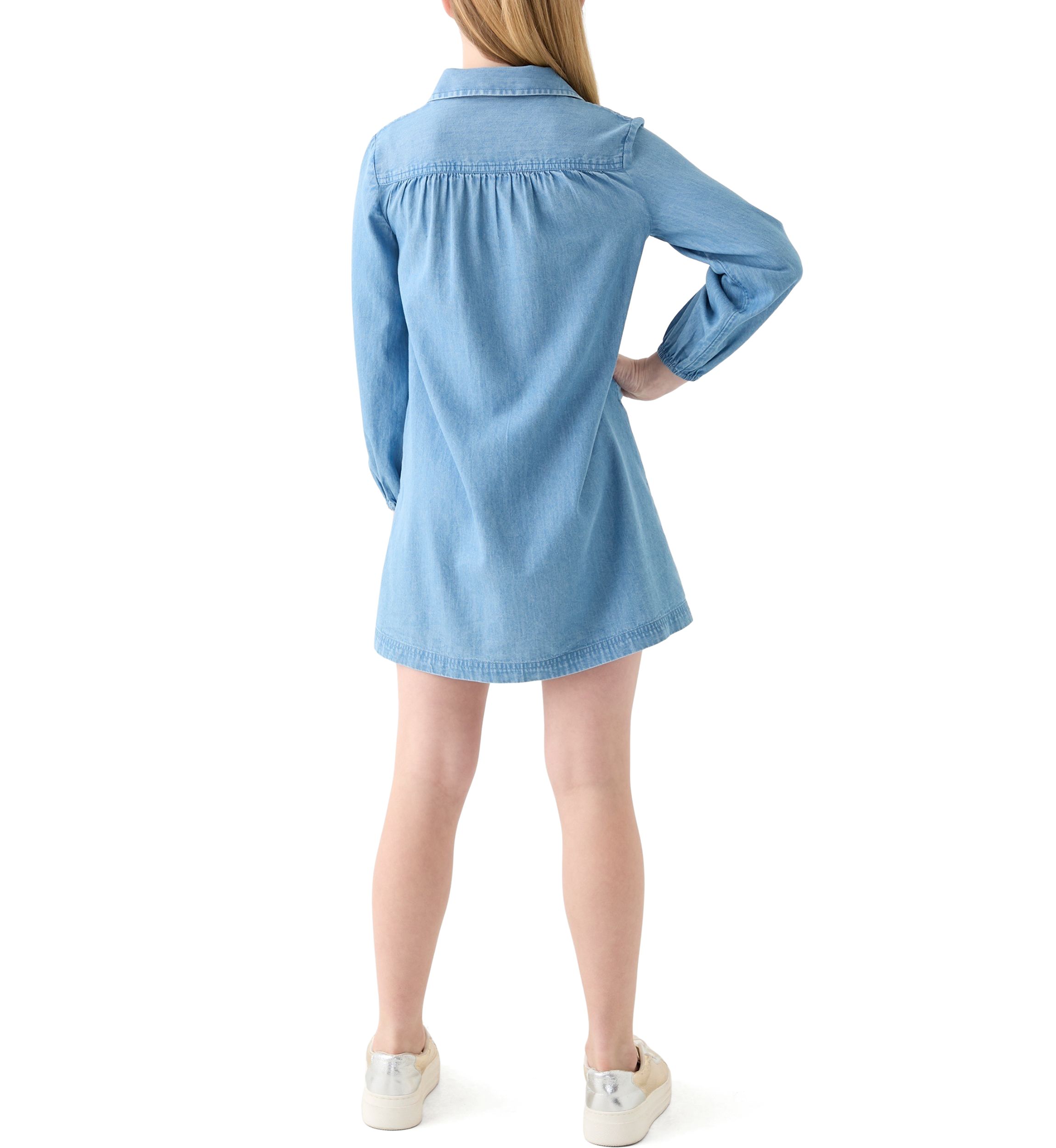 Girls 7-16 Chambray Utility Dress