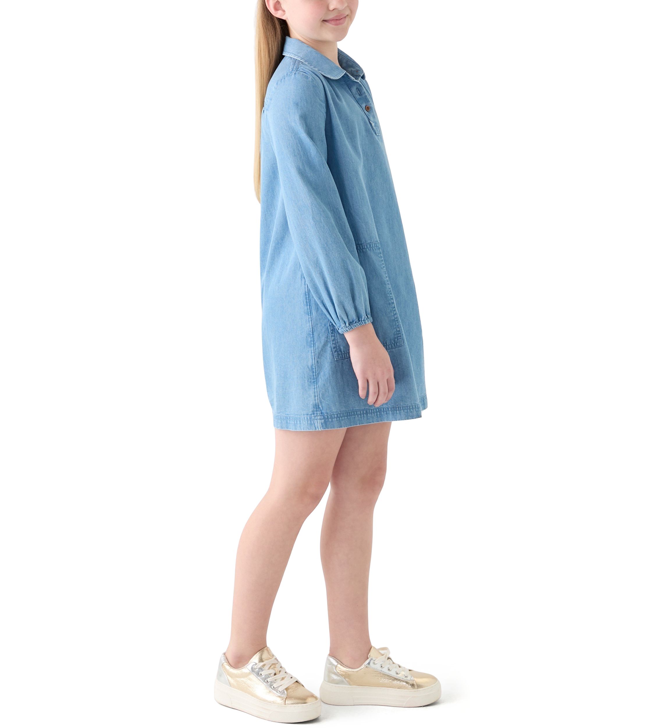 Girls 7-16 Chambray Utility Dress