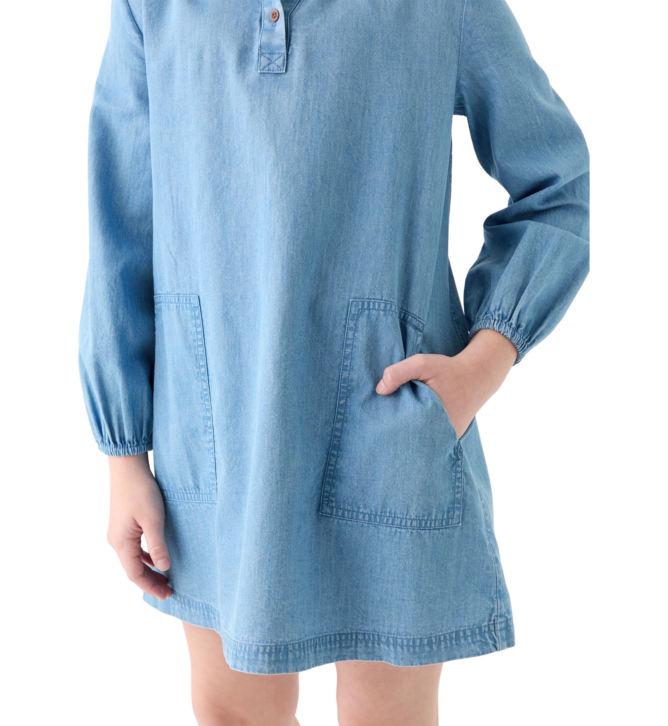 Girls 7-16 Chambray Utility Dress