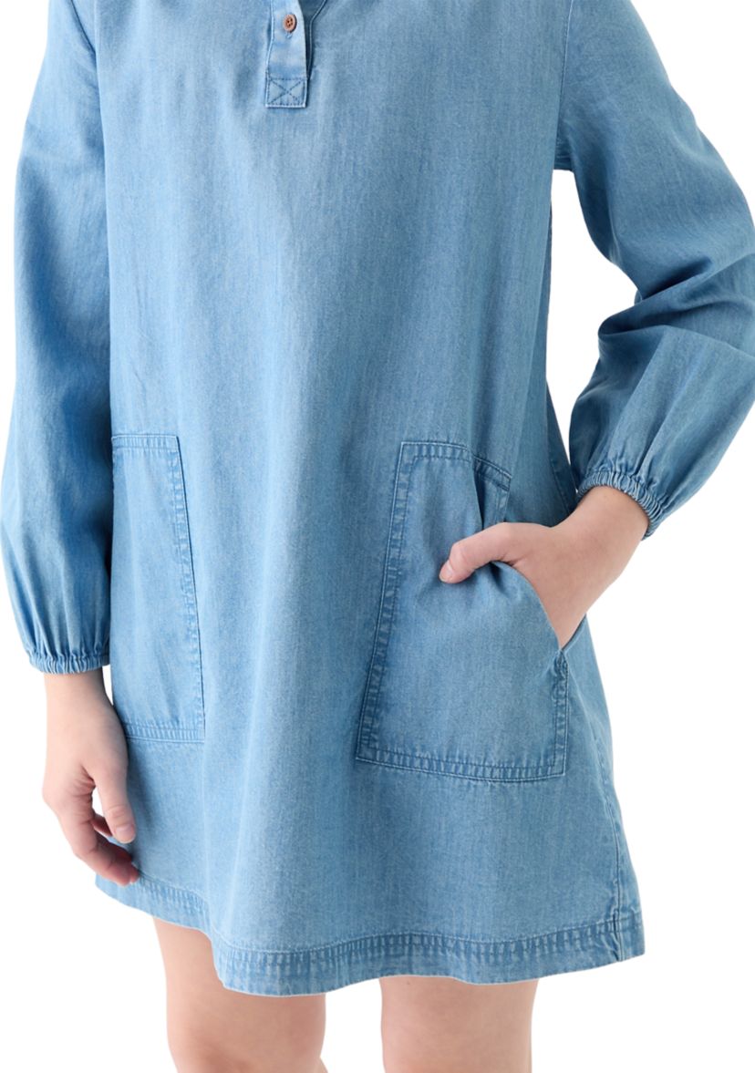 Girls 7-16 Chambray Utility Dress
