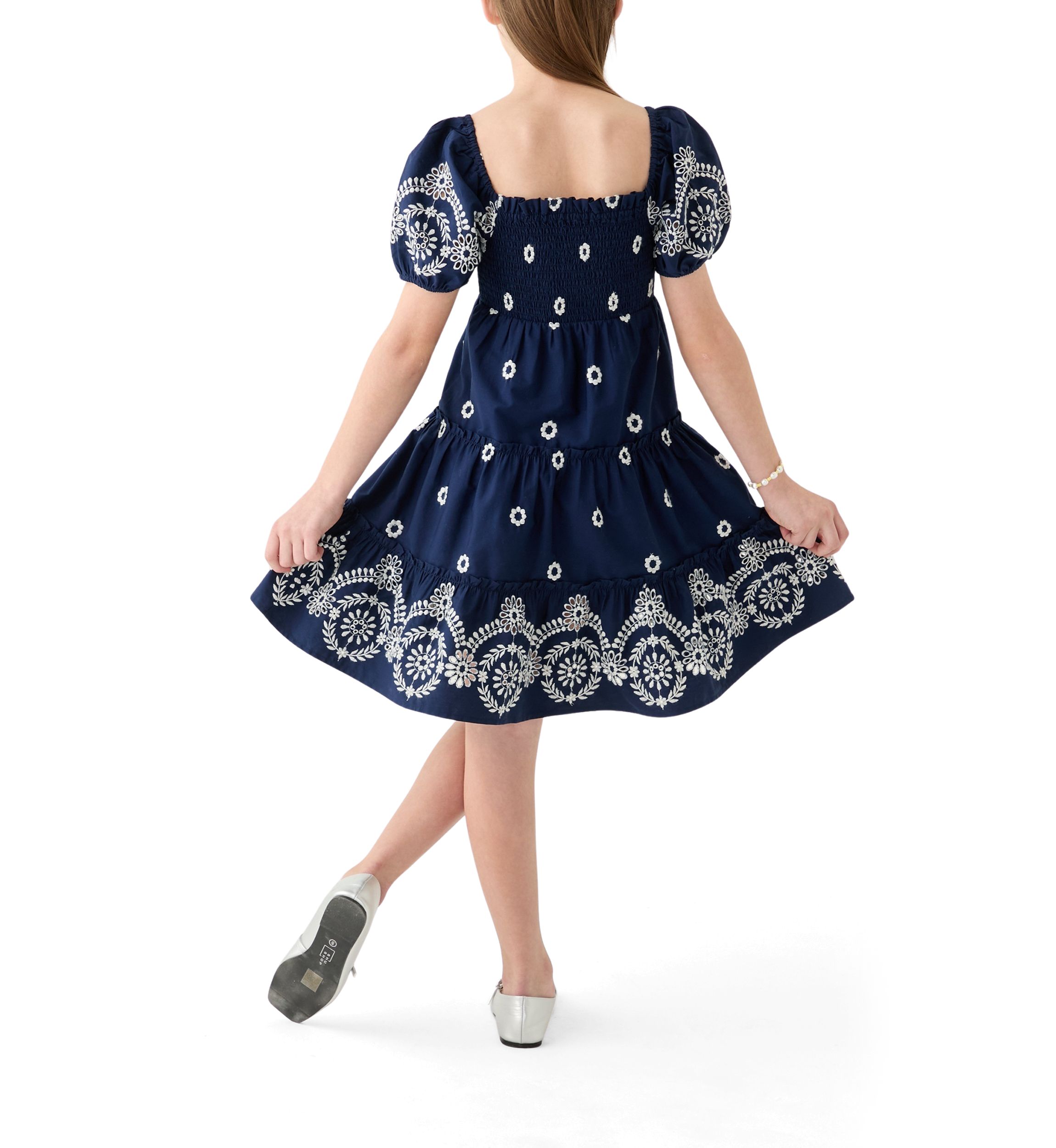 Girls 7-16 Broderie Smocked Dress