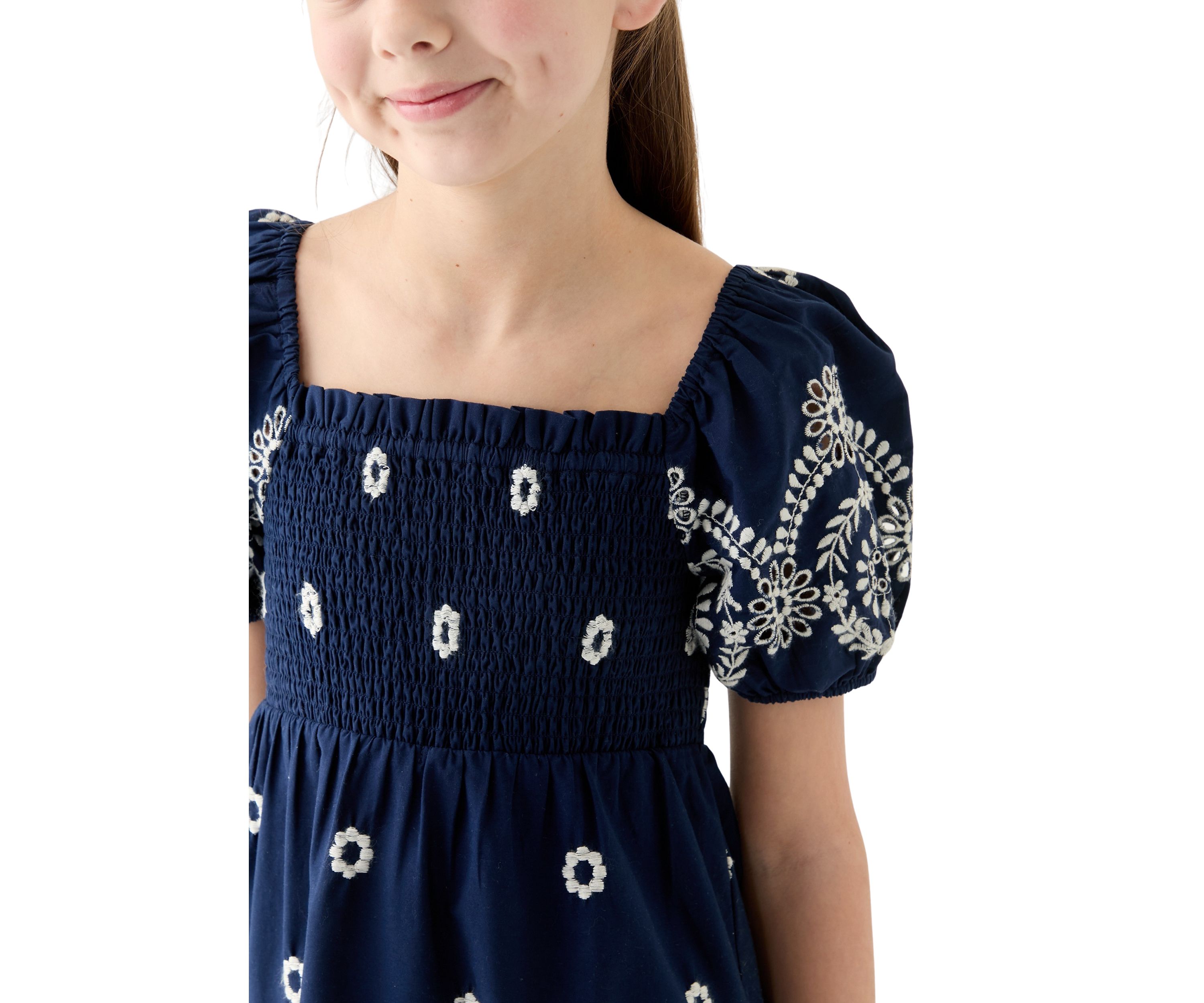 Girls 7-16 Broderie Smocked Dress