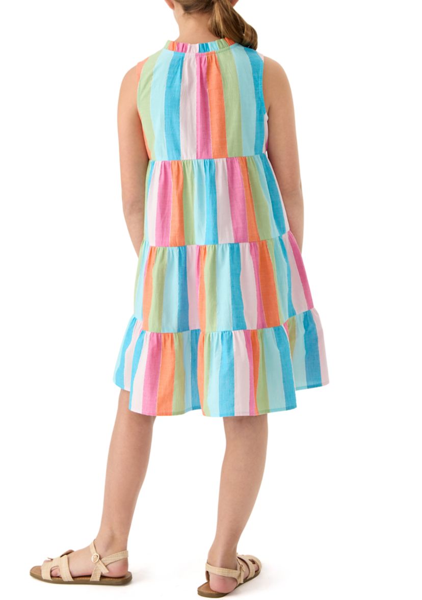 Girls 7-16 Notch Neck Ruffle Dress