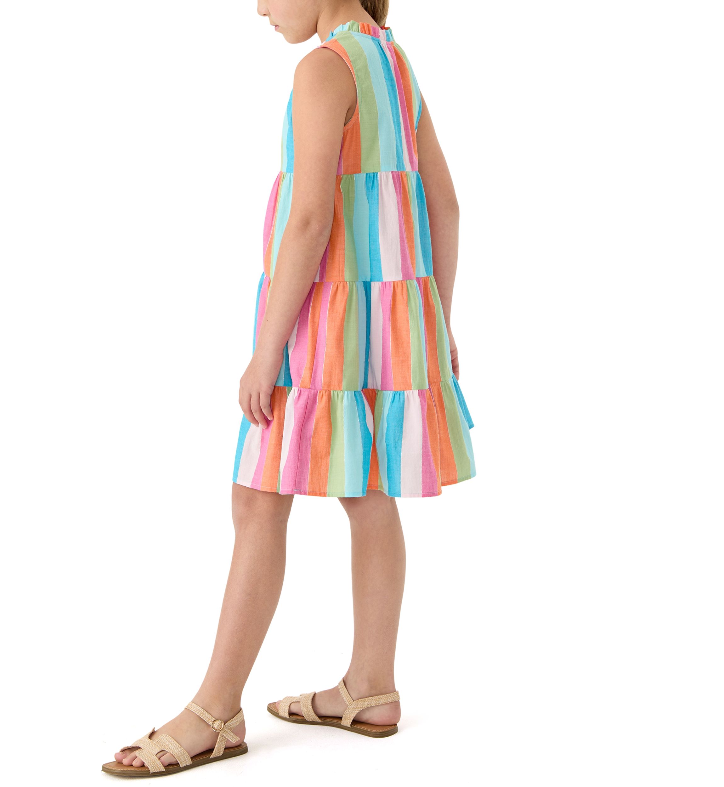 Girls 7-16 Notch Neck Ruffle Dress