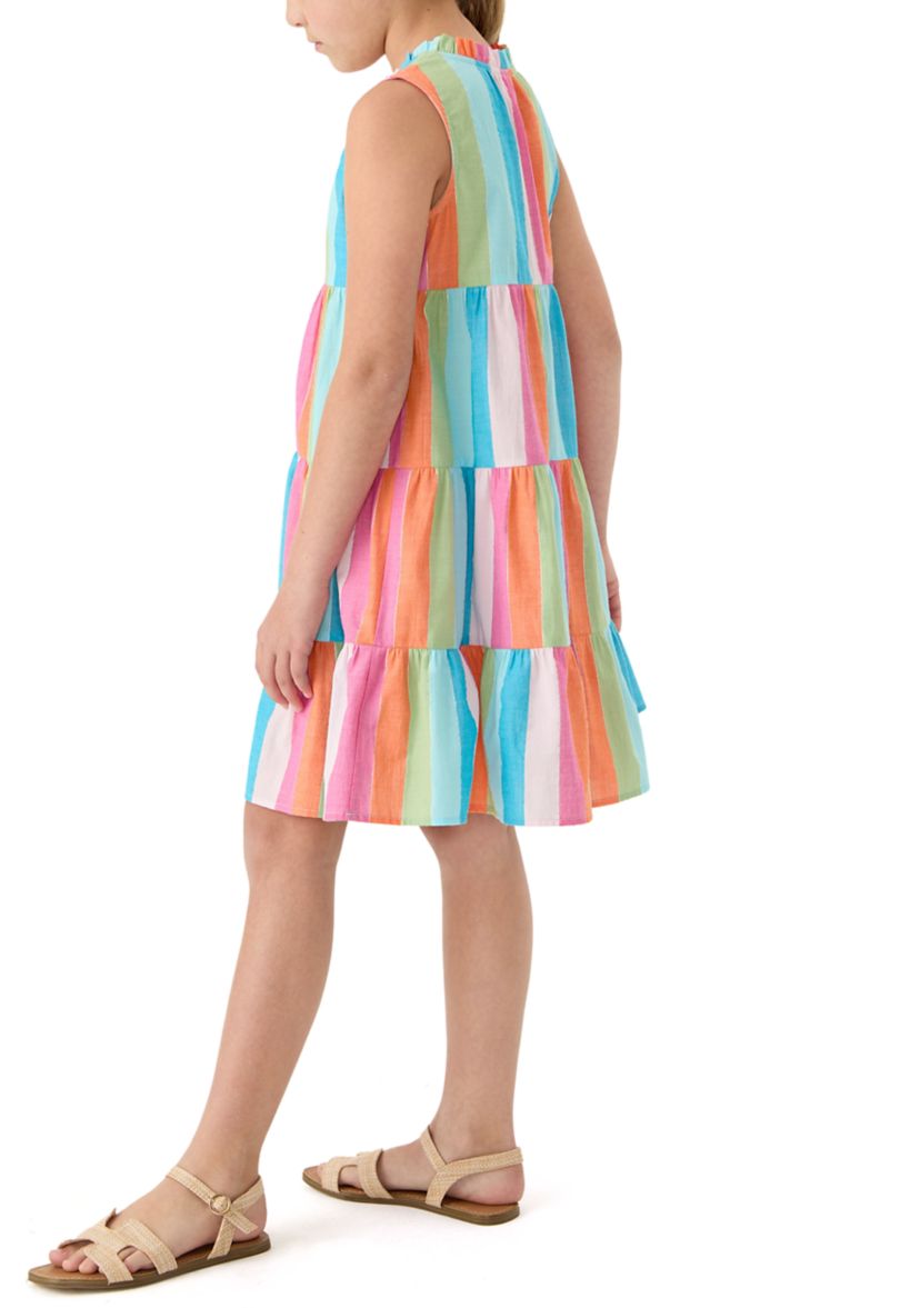 Girls 7-16 Notch Neck Ruffle Dress