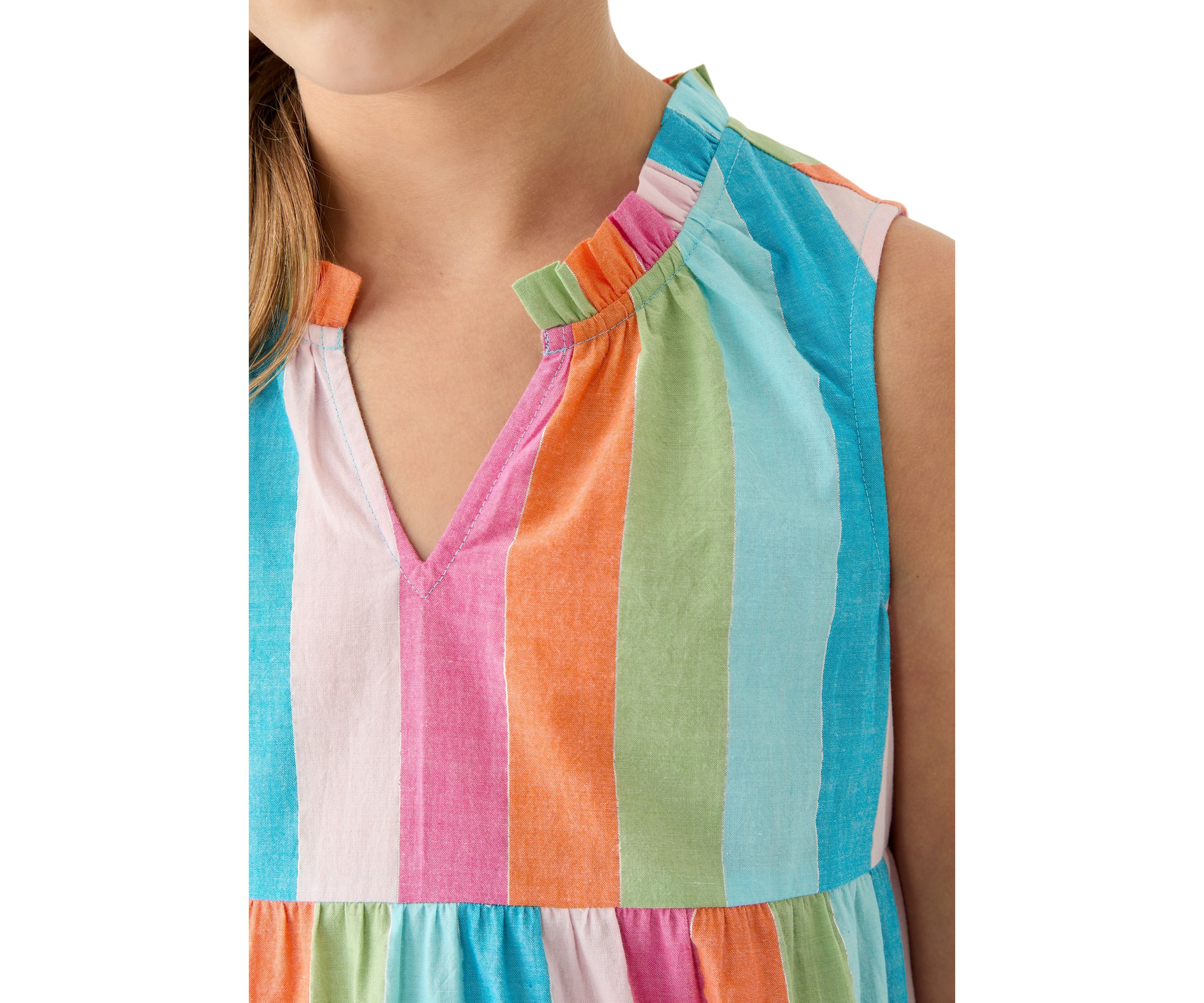 Girls 7-16 Notch Neck Ruffle Dress