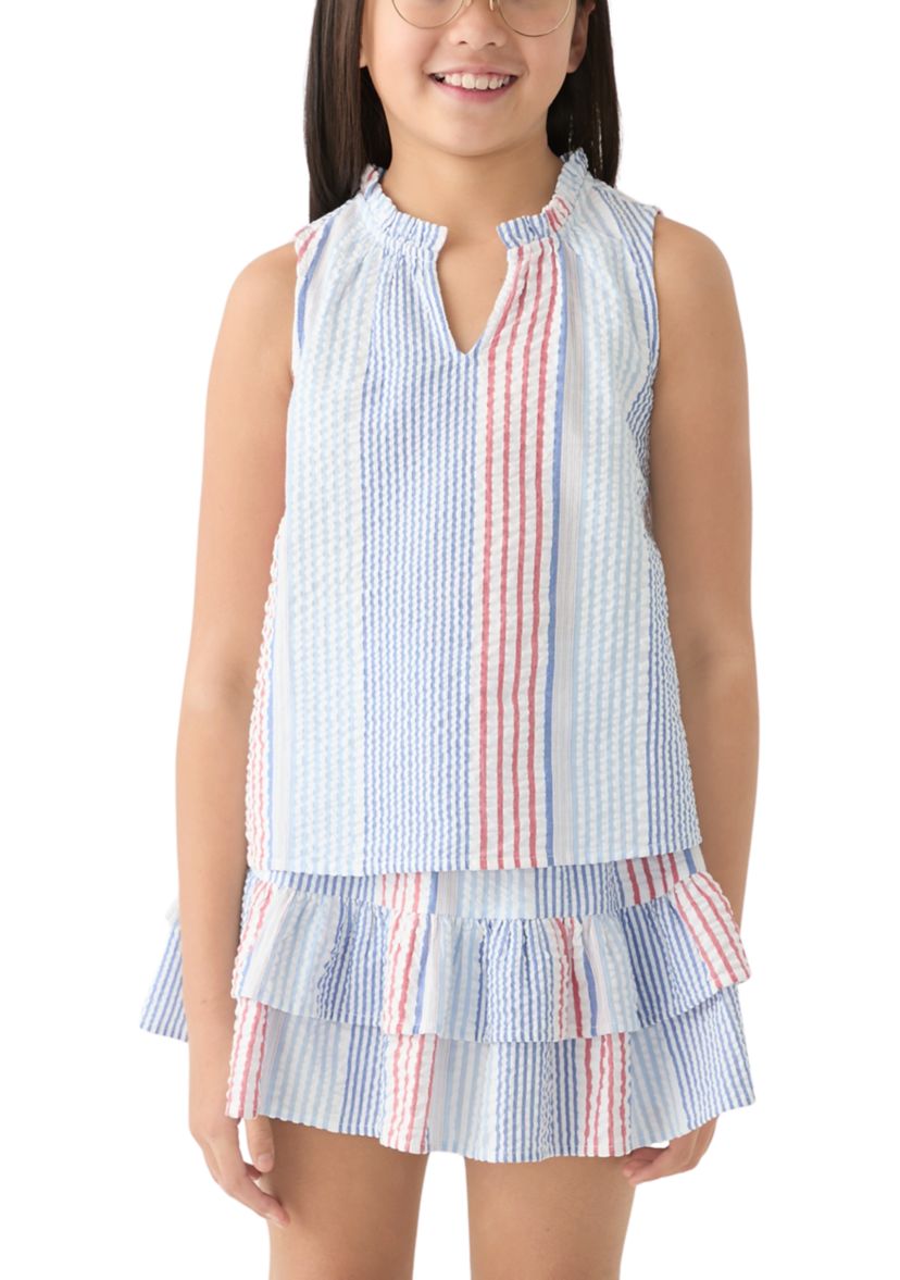 Girls 7-16 Stripe Ruffle Top