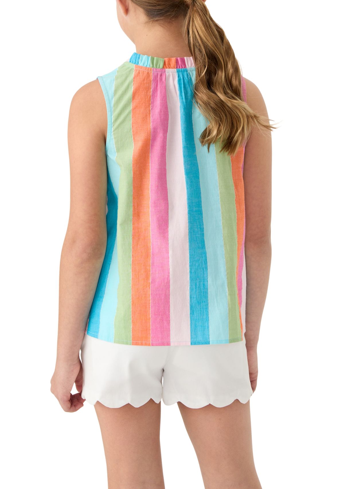 Girls 7-16 Notch Neck Striped Top 
