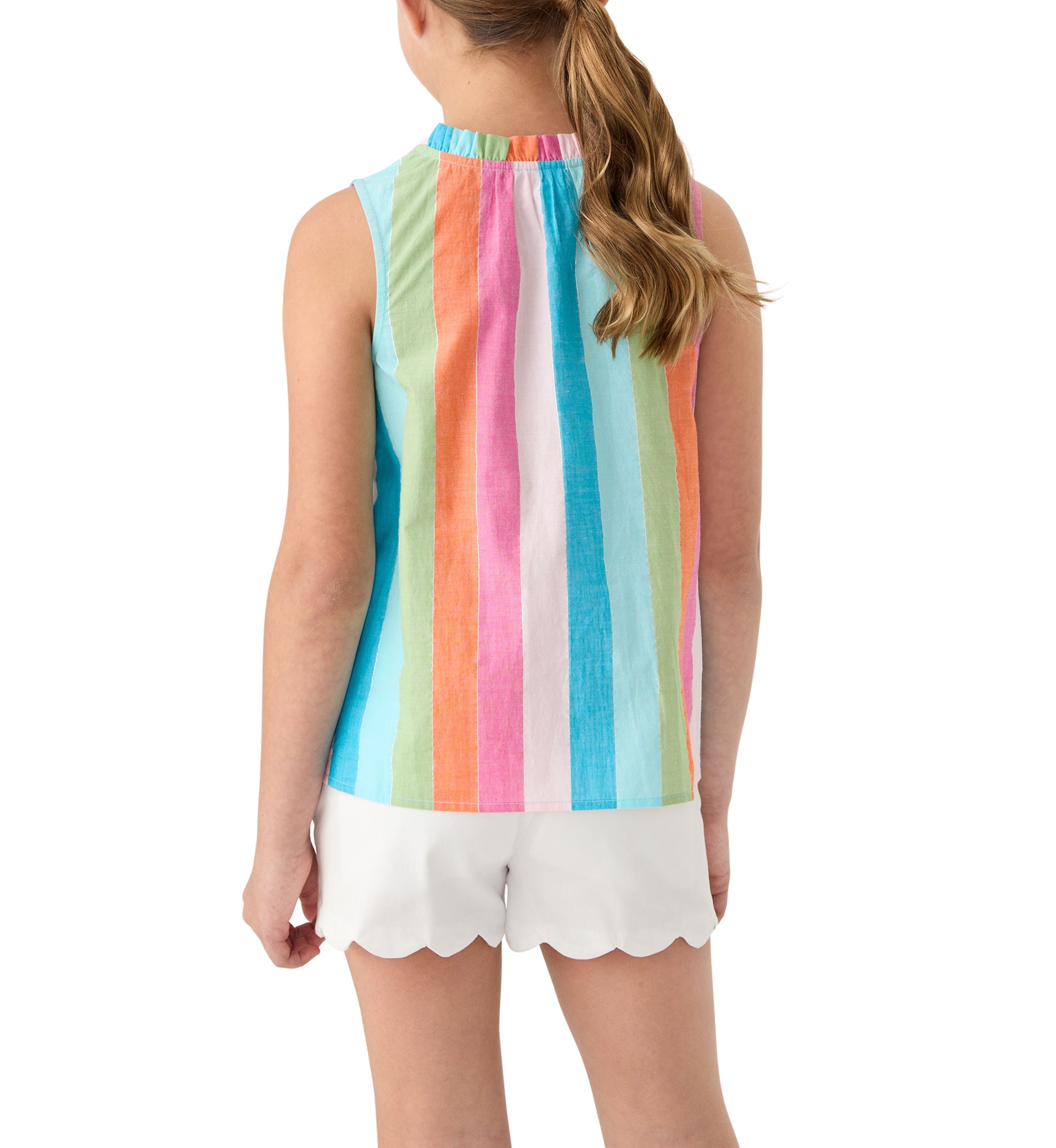 Girls 7-16 Notch Neck Striped Top 