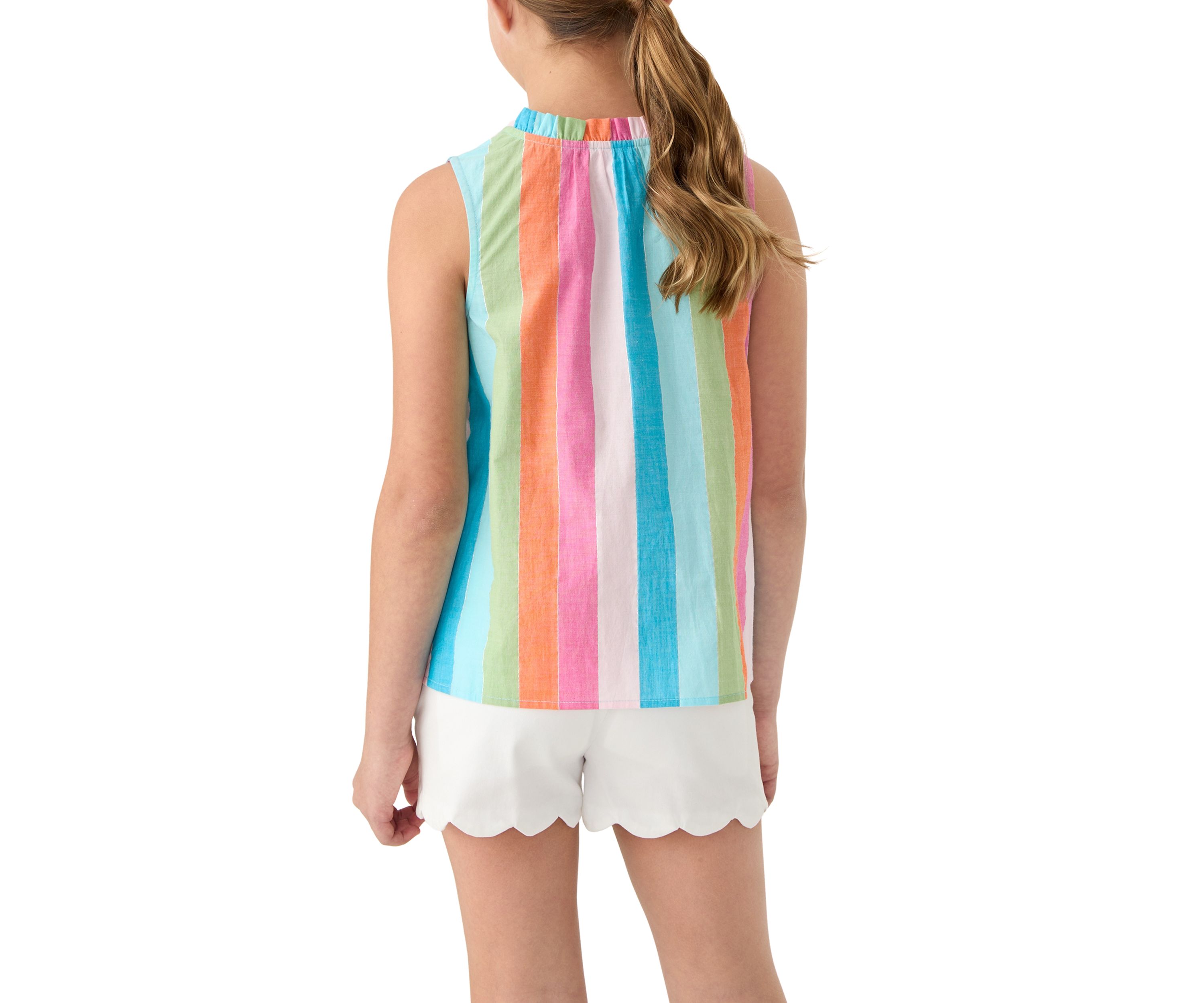Girls 7-16 Notch Neck Striped Top 