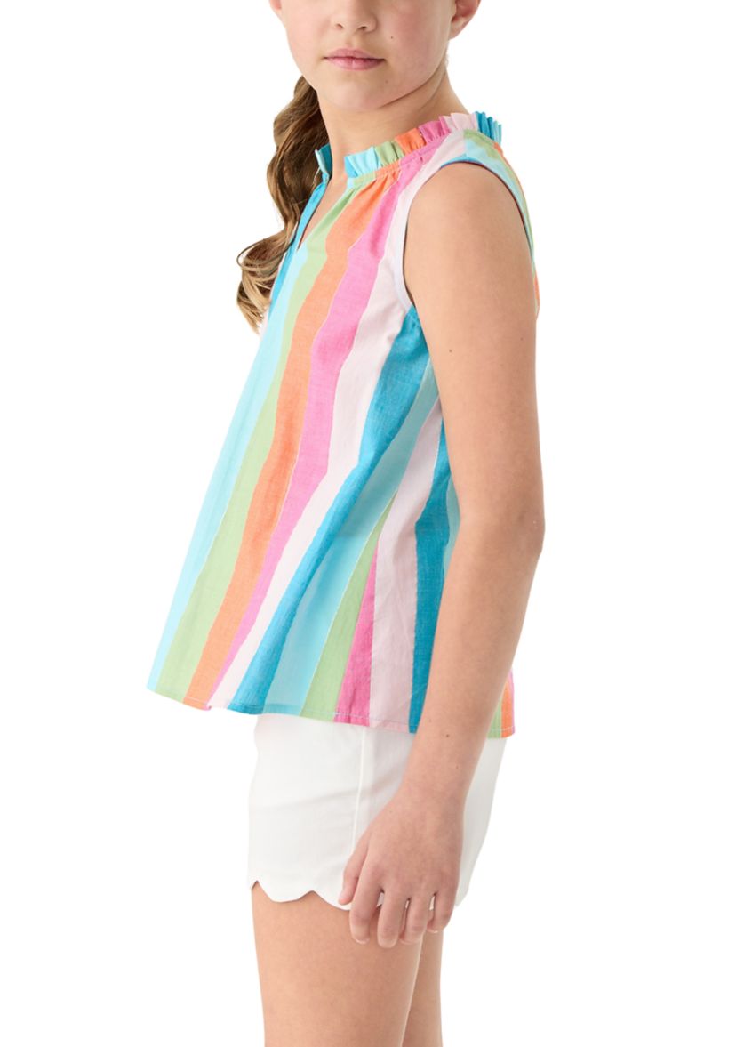 Girls 7-16 Notch Neck Striped Top 