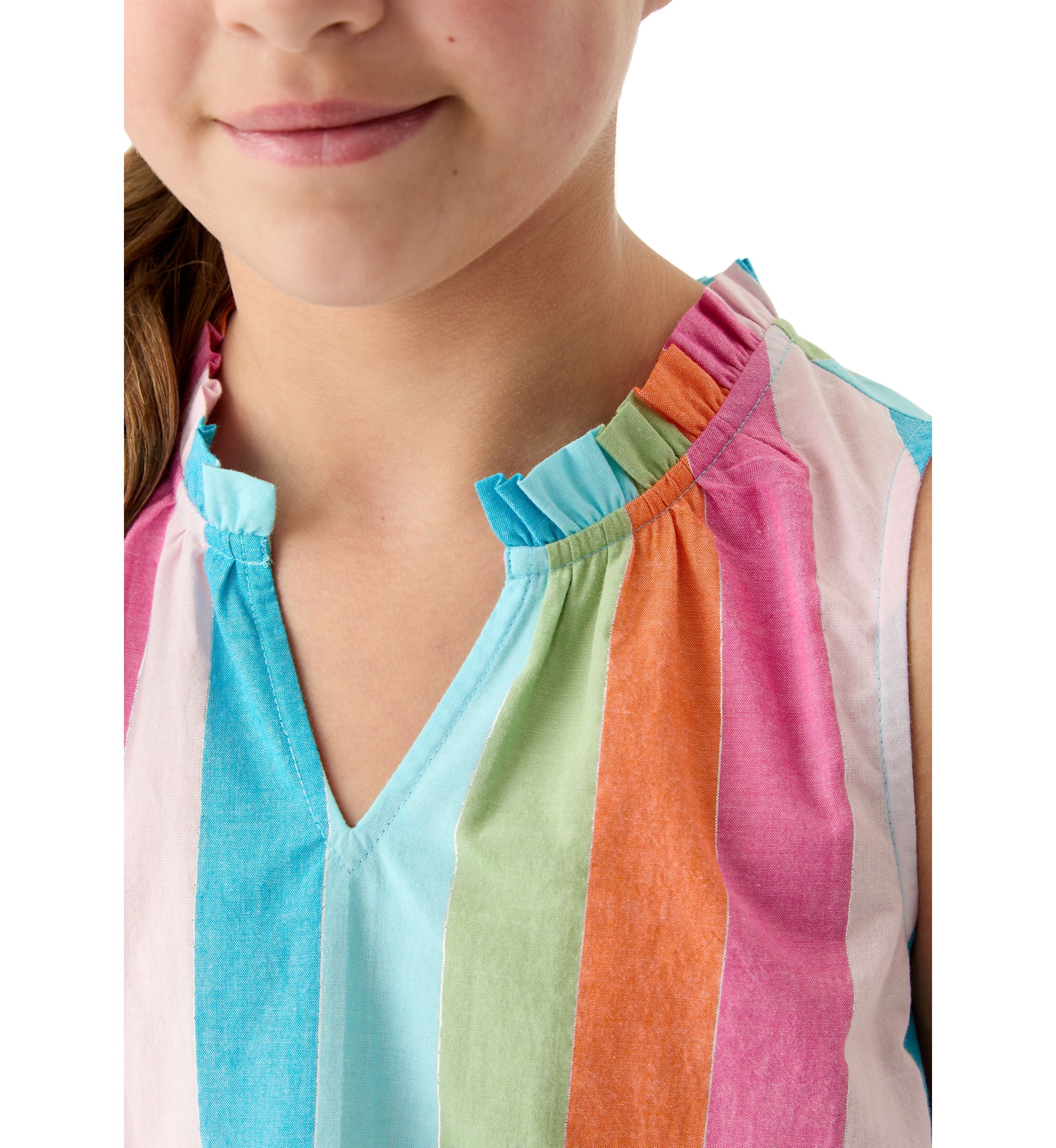 Girls 7-16 Notch Neck Striped Top 