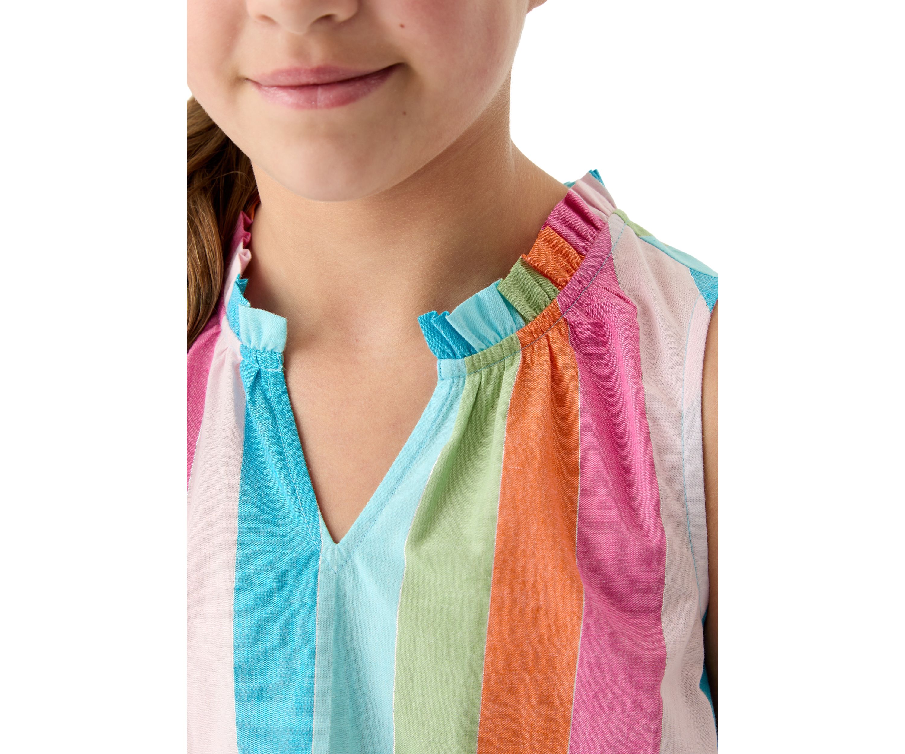 Girls 7-16 Notch Neck Striped Top 